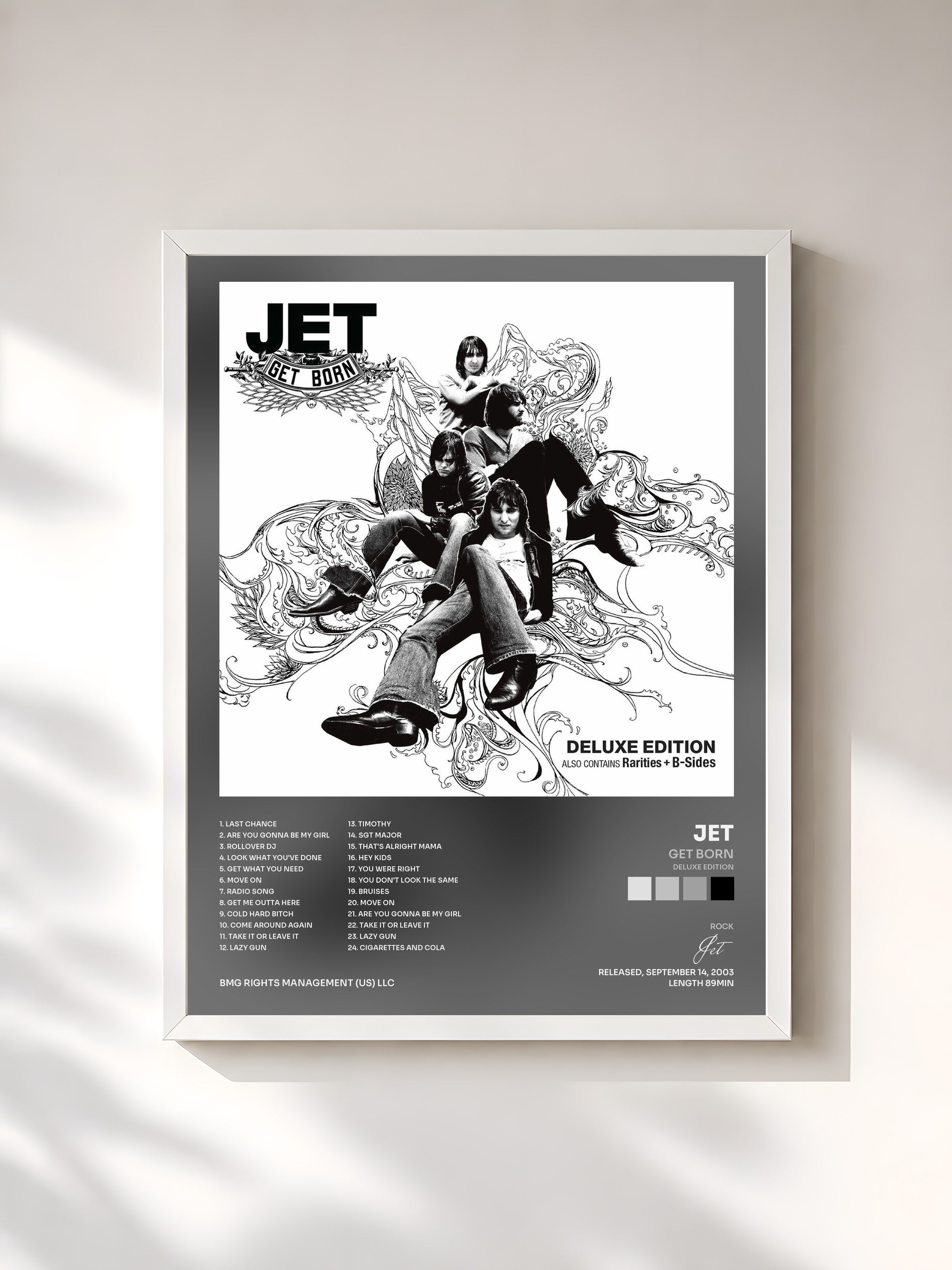 #blanc Tableau de l'album Get Born (Deluxe Edition) de Jet, cadre blanc, imprimé et encadré en France
