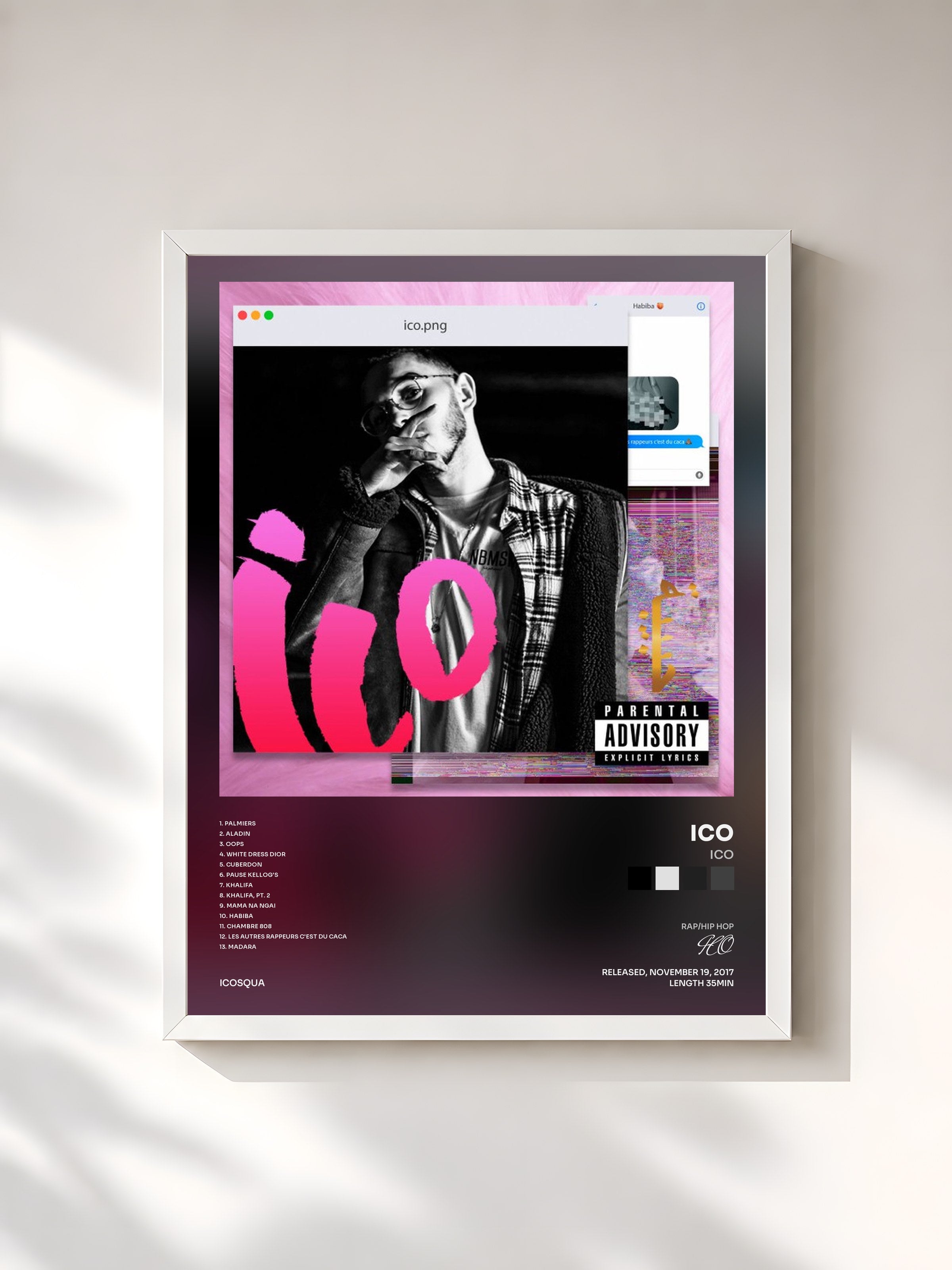 #blanc Tableau de l'album Ico de ICO, cadre blanc, imprimé et encadré en France