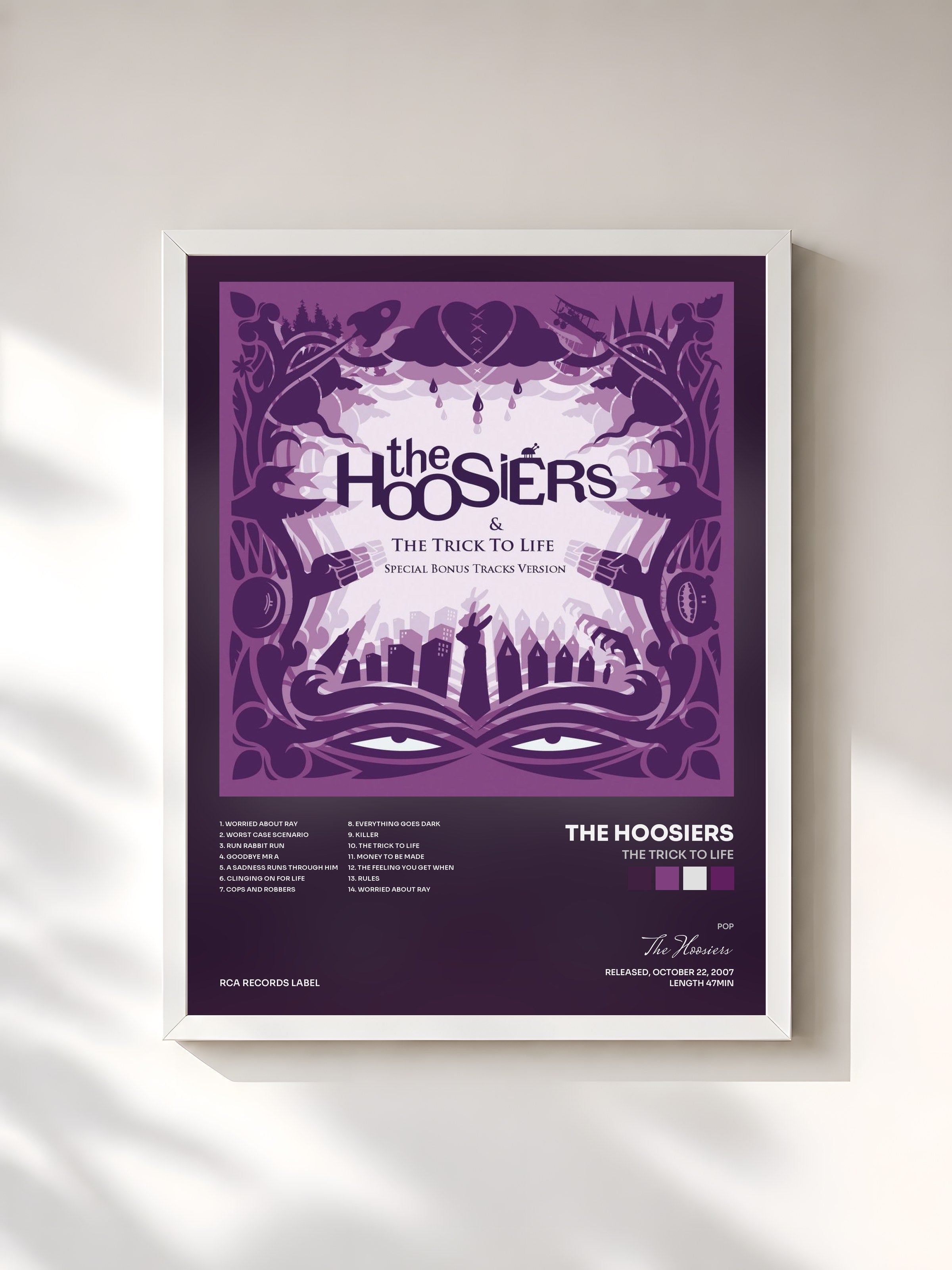 #blanc Tableau de l'album The Trick To Life de The Hoosiers, cadre blanc, imprimé et encadré en France