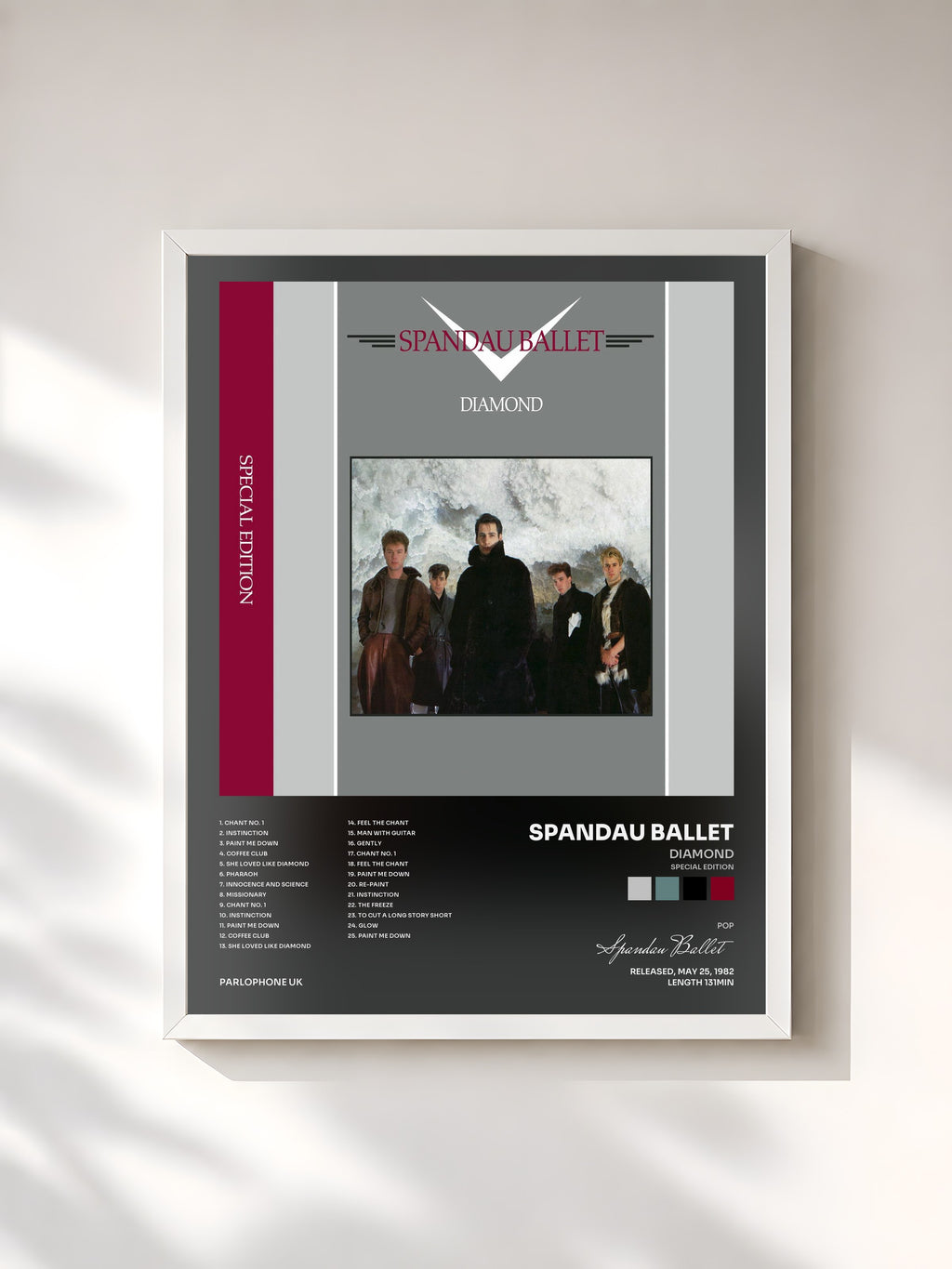#blanc Tableau de l'album Diamond (Special Edition) de Spandau Ballet, cadre blanc, imprimé et encadré en France