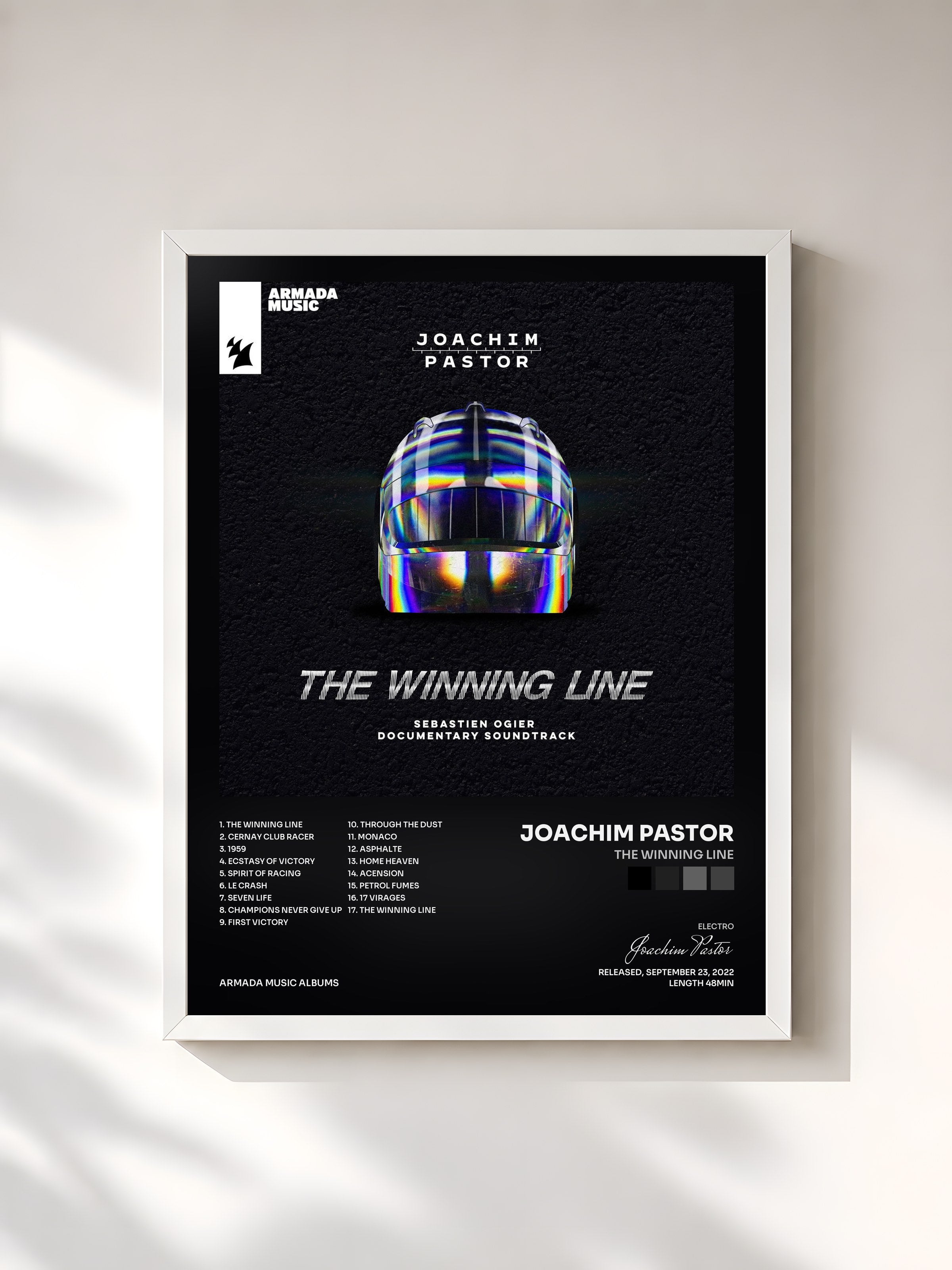 #blanc Tableau de l'album The Winning Line de Joachim Pastor, cadre blanc, imprimé et encadré en France