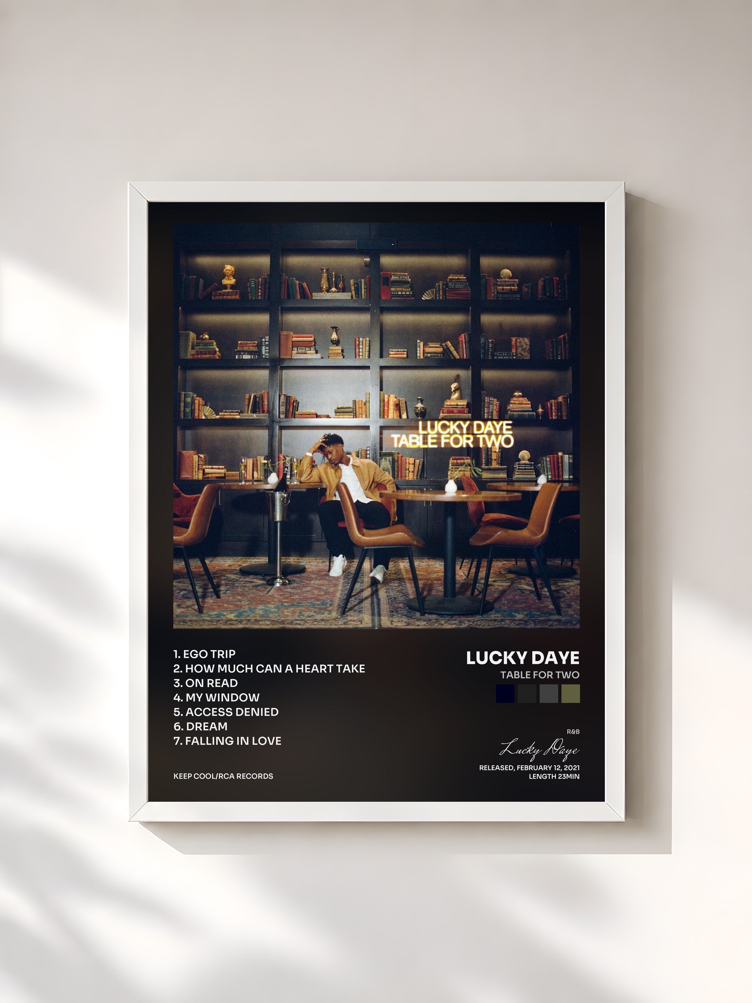 #blanc Tableau de l'album Table For Two de Lucky Daye, cadre blanc, imprimé et encadré en France