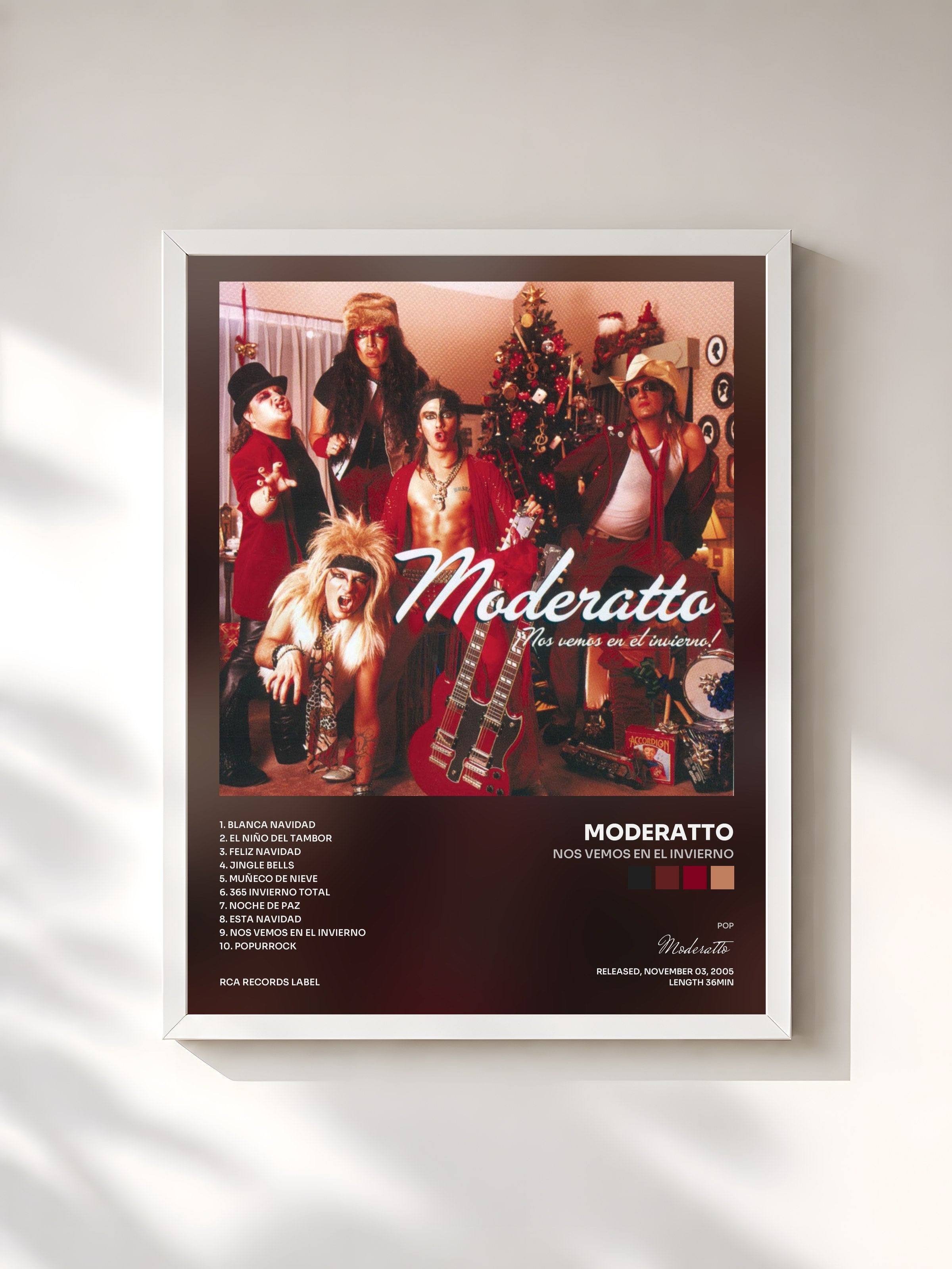 #blanc Tableau de l'album Nos Vemos En El Invierno de Moderatto, cadre blanc, imprimé et encadré en France