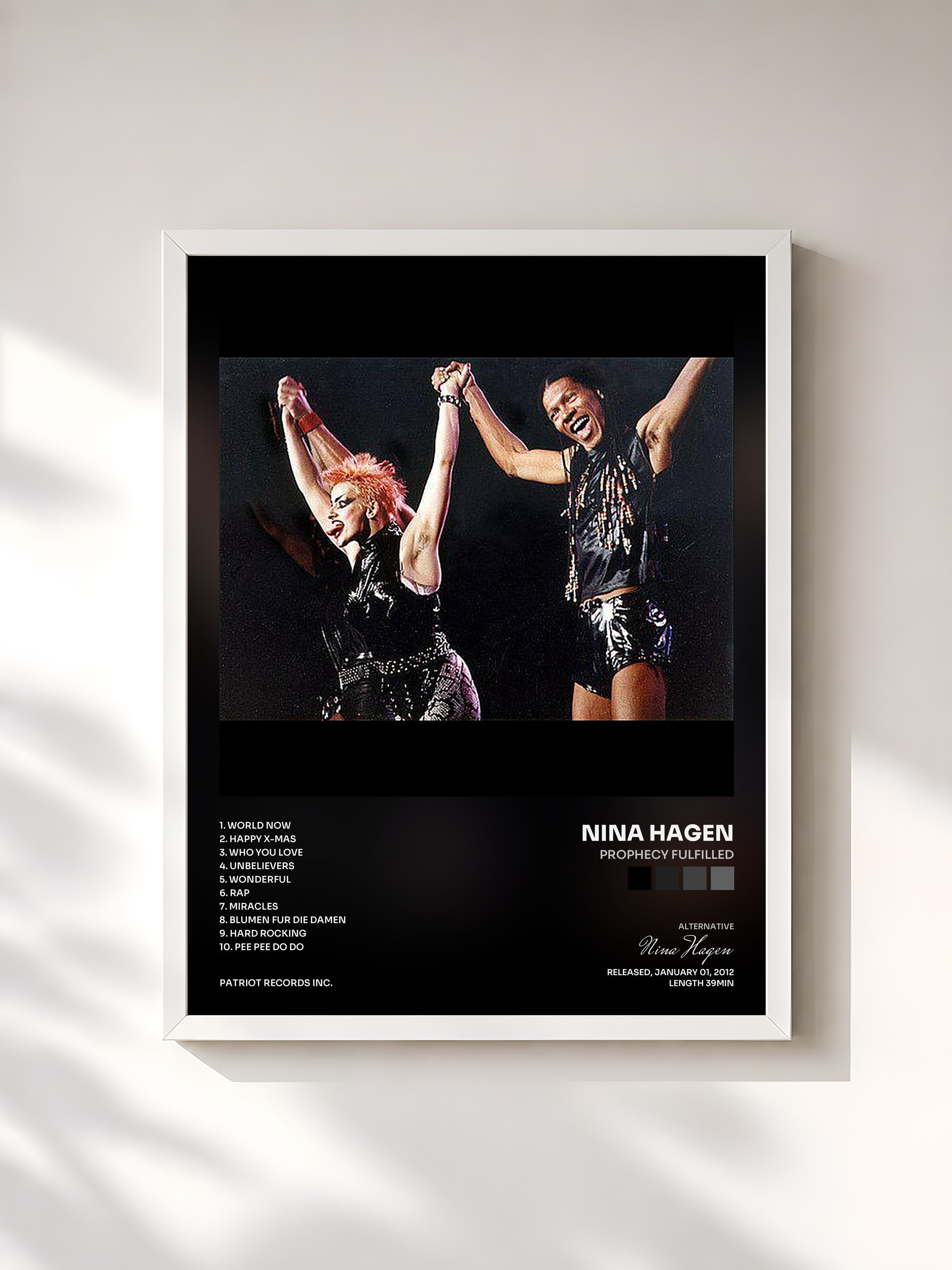 #blanc Tableau de l'album Prophecy Fulfilled de Nina Hagen, cadre blanc, imprimé et encadré en France