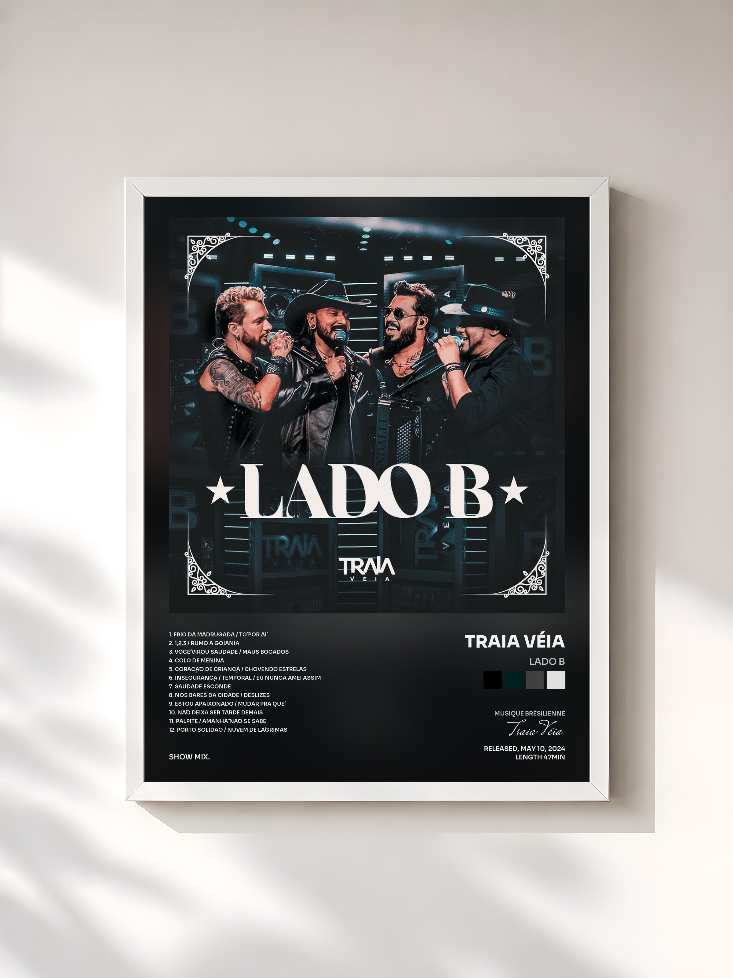 #blanc Tableau de l'album Lado B de Traia Véia, cadre blanc, imprimé et encadré en France