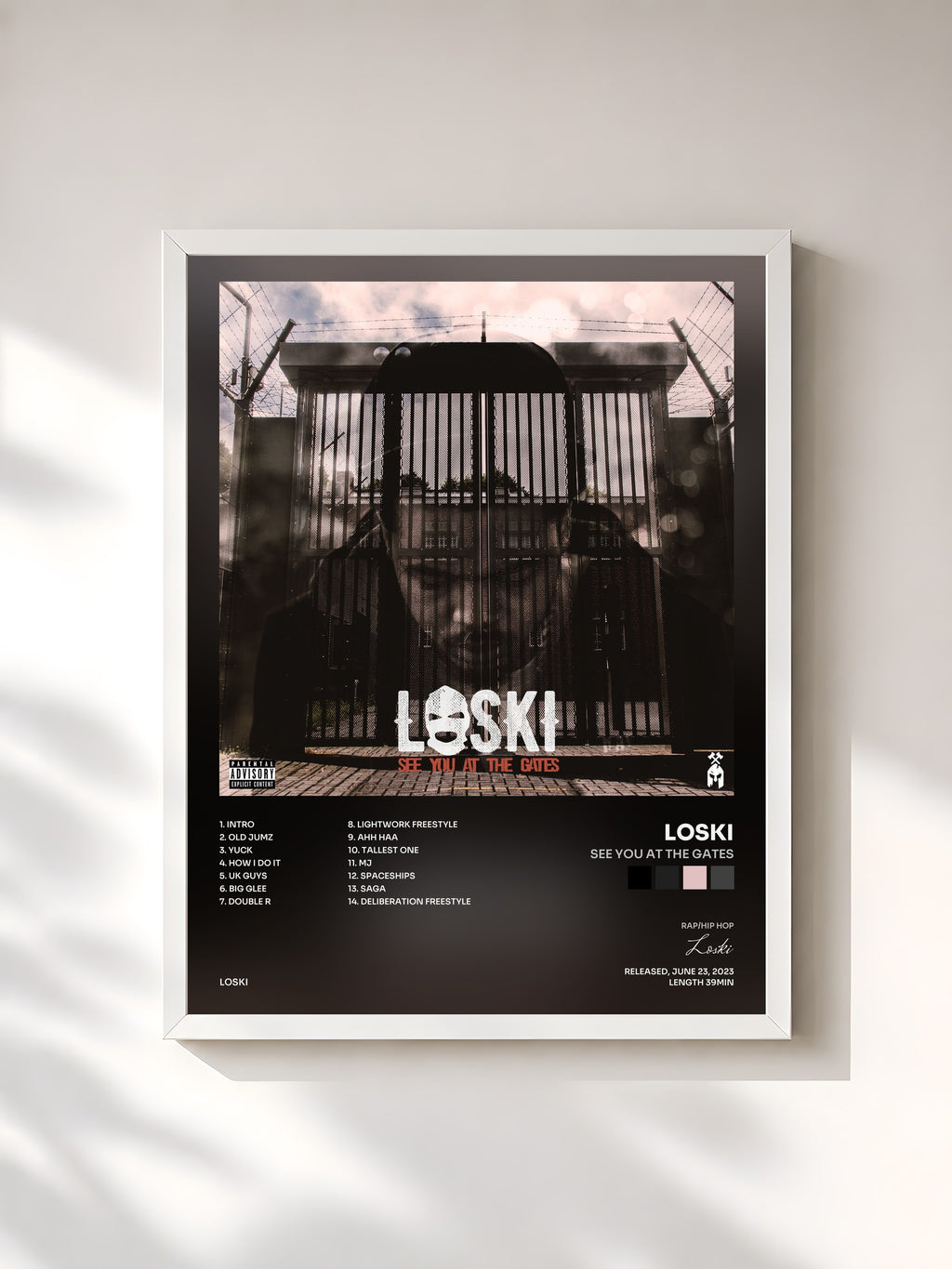 #blanc Tableau de l'album See You At The Gates de Loski, cadre blanc, imprimé et encadré en France
