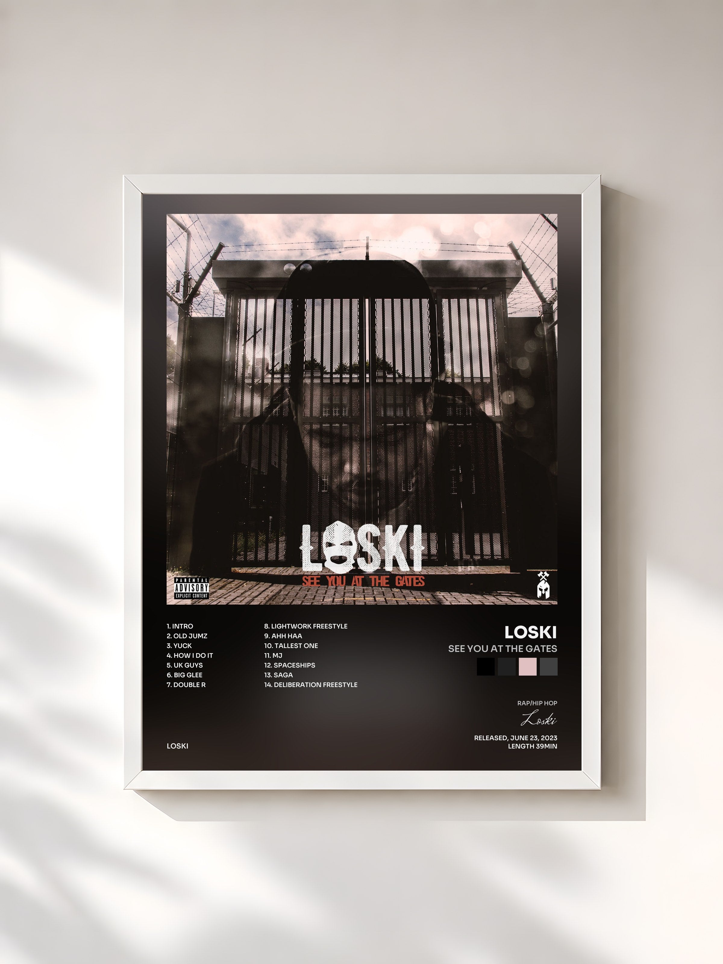 #blanc Tableau de l'album See You At The Gates de Loski, cadre blanc, imprimé et encadré en France