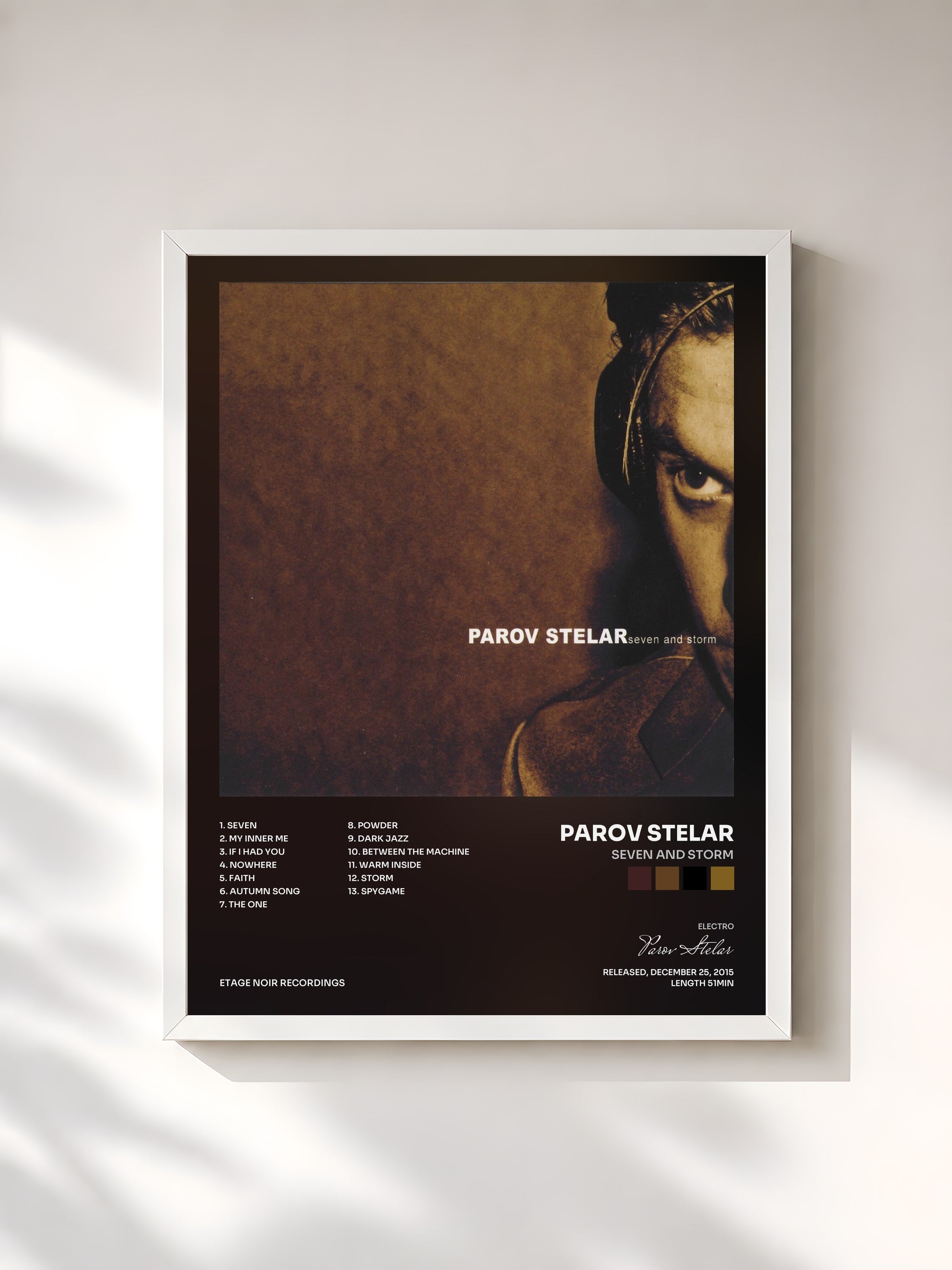 #blanc Tableau de l'album Seven and Storm de Parov Stelar, cadre blanc, imprimé et encadré en France