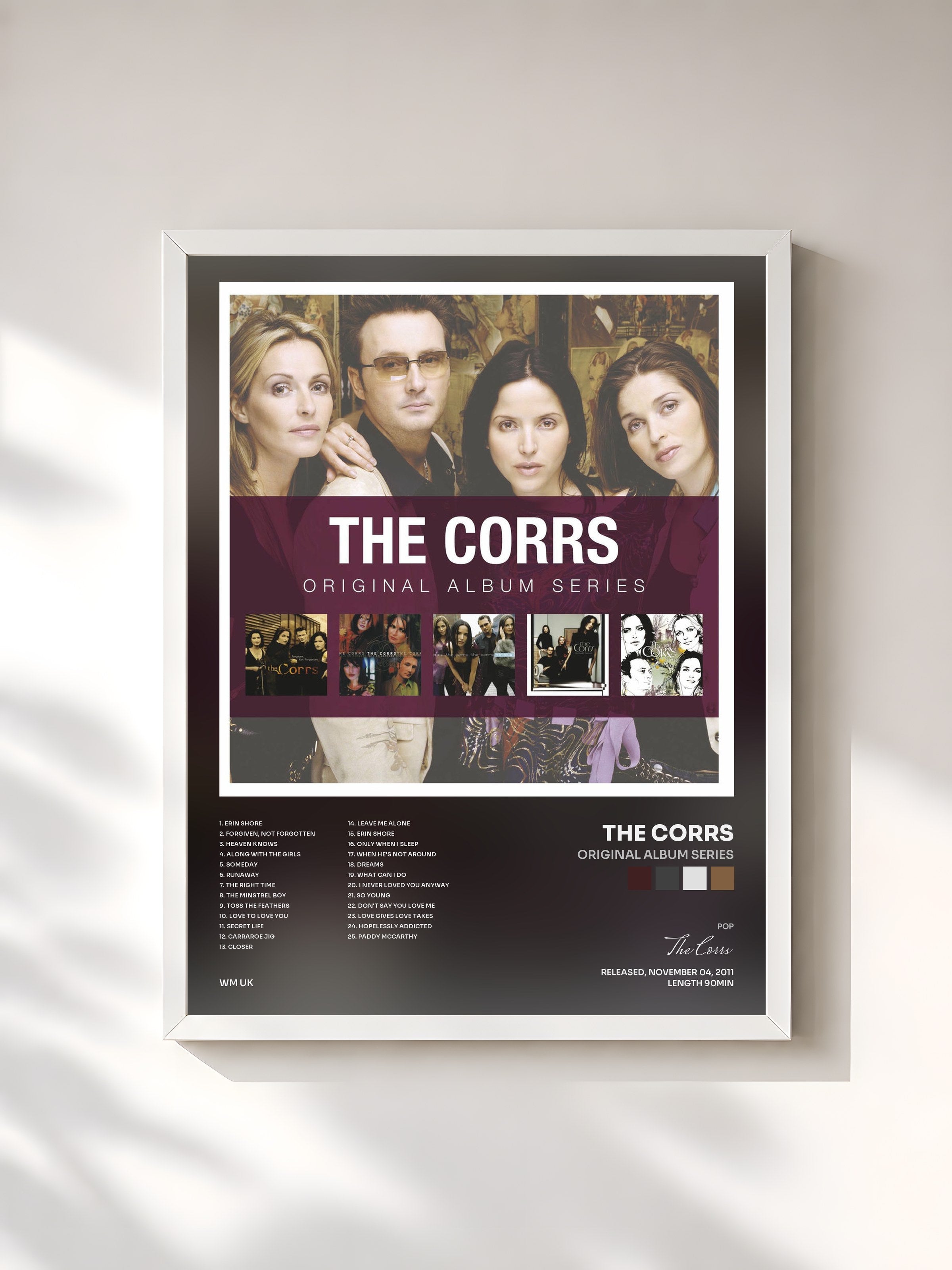 #blanc Tableau de l'album Original Album Series de The Corrs, cadre blanc, imprimé et encadré en France