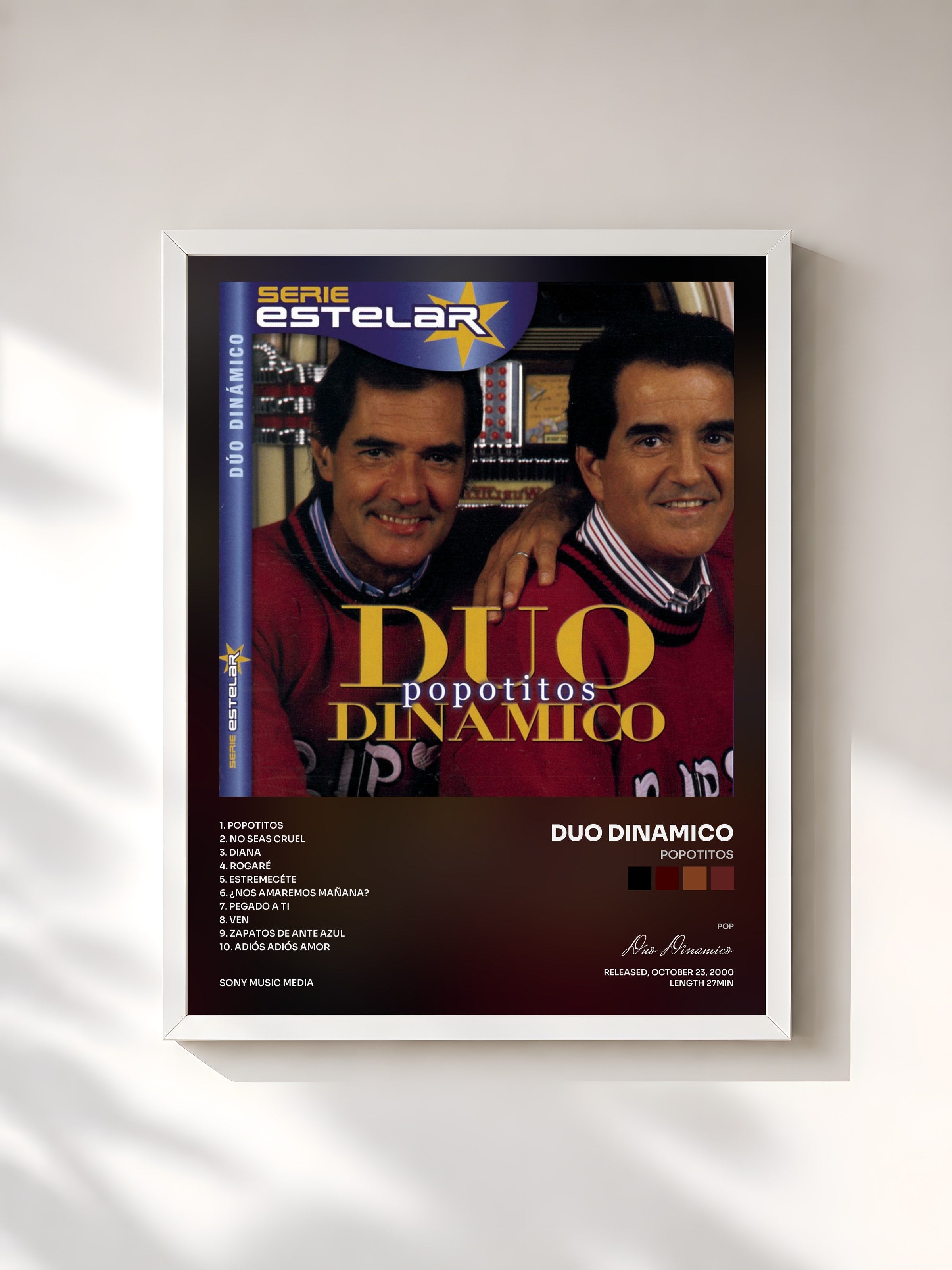 #blanc Tableau de l'album Popotitos de Duo Dinamico, cadre blanc, imprimé et encadré en France