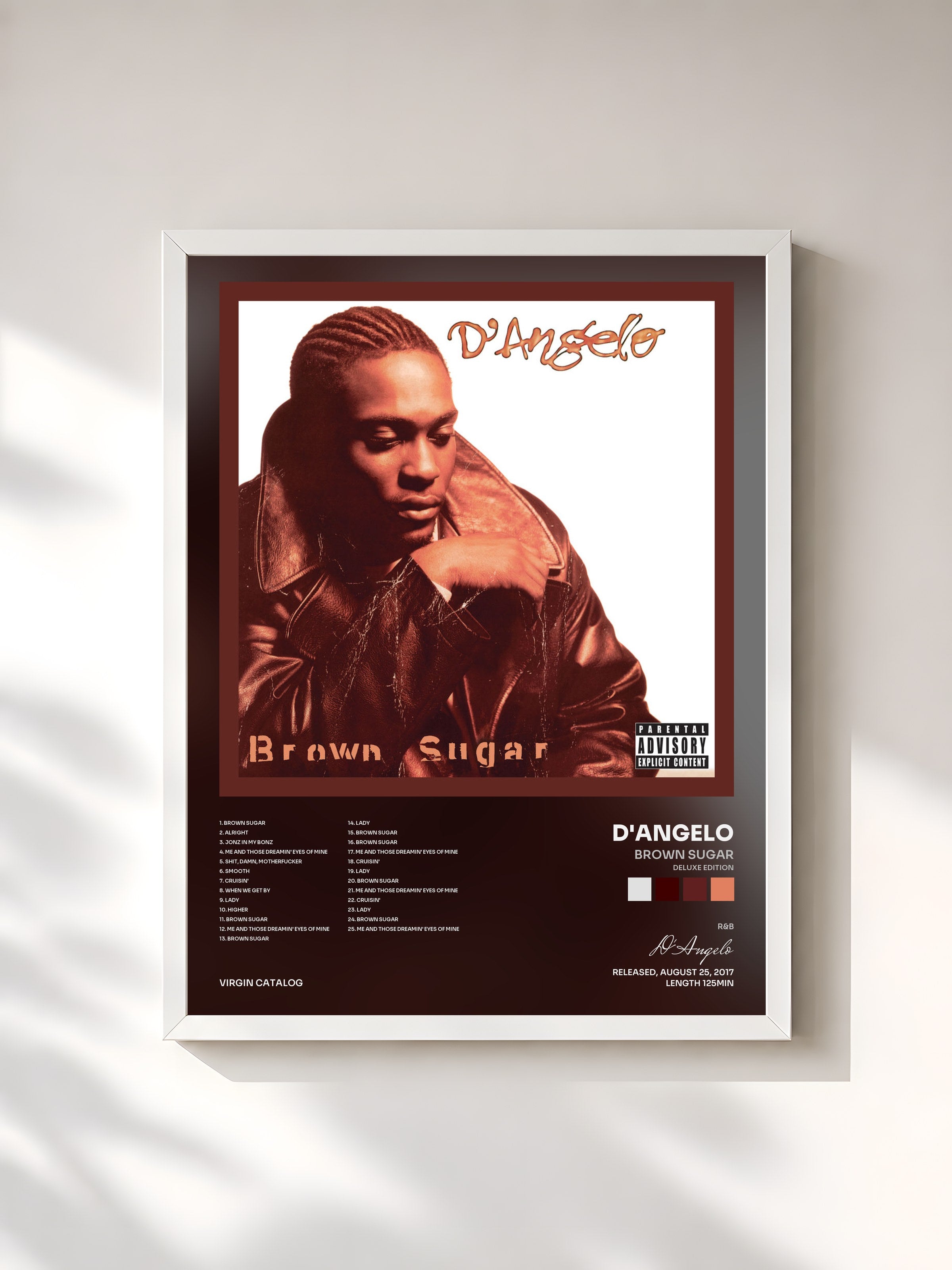 #blanc Tableau de l'album Brown Sugar (Deluxe Edition) de D'Angelo, cadre blanc, imprimé et encadré en France