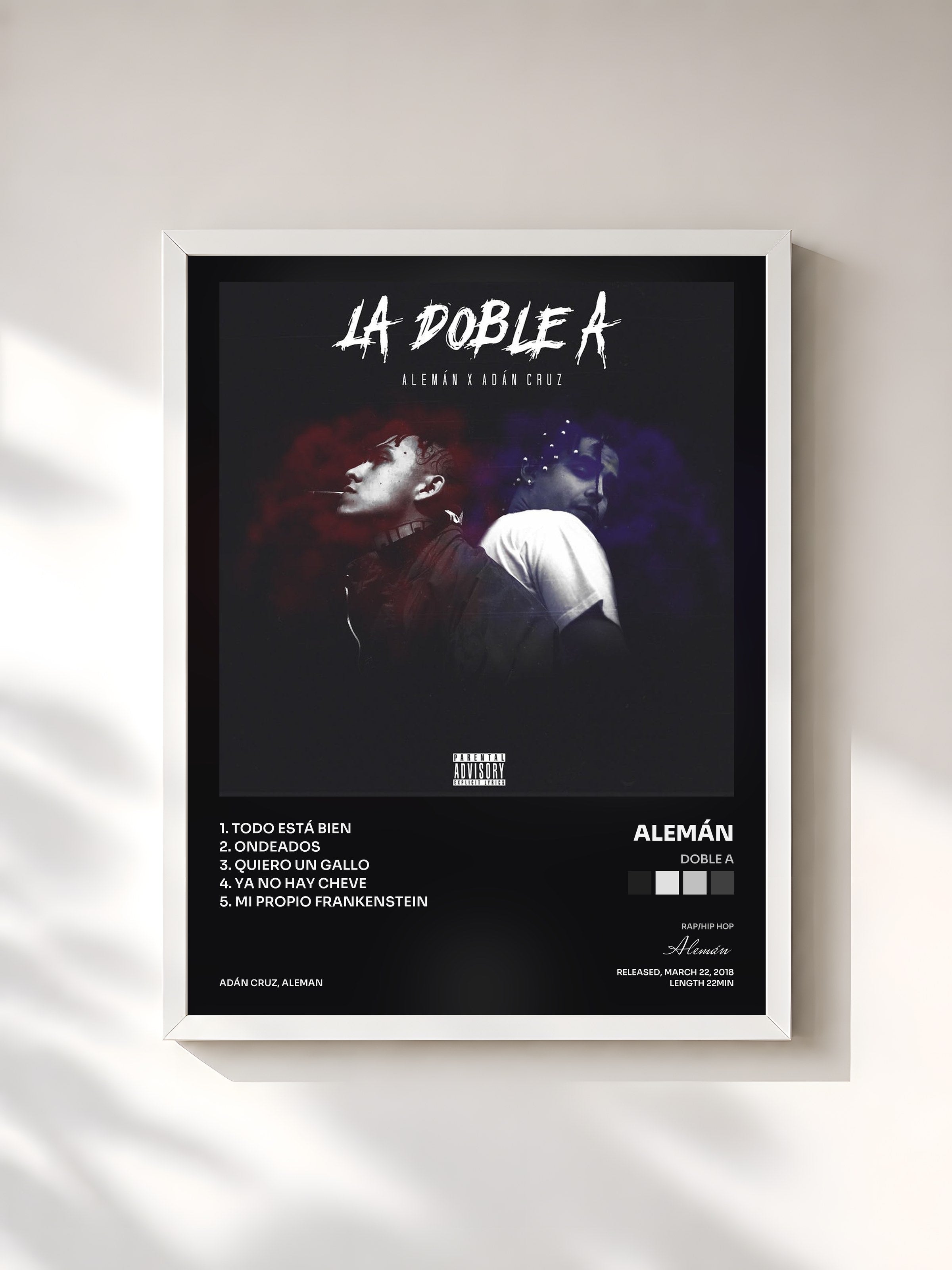 #blanc Tableau de l'album Doble A de Alemán, cadre blanc, imprimé et encadré en France