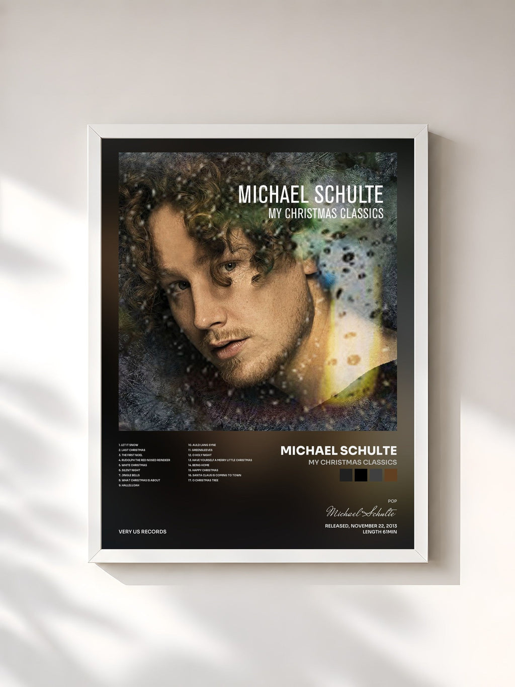 #blanc Tableau de l'album My Christmas Classics de Michael Schulte, cadre blanc, imprimé et encadré en France