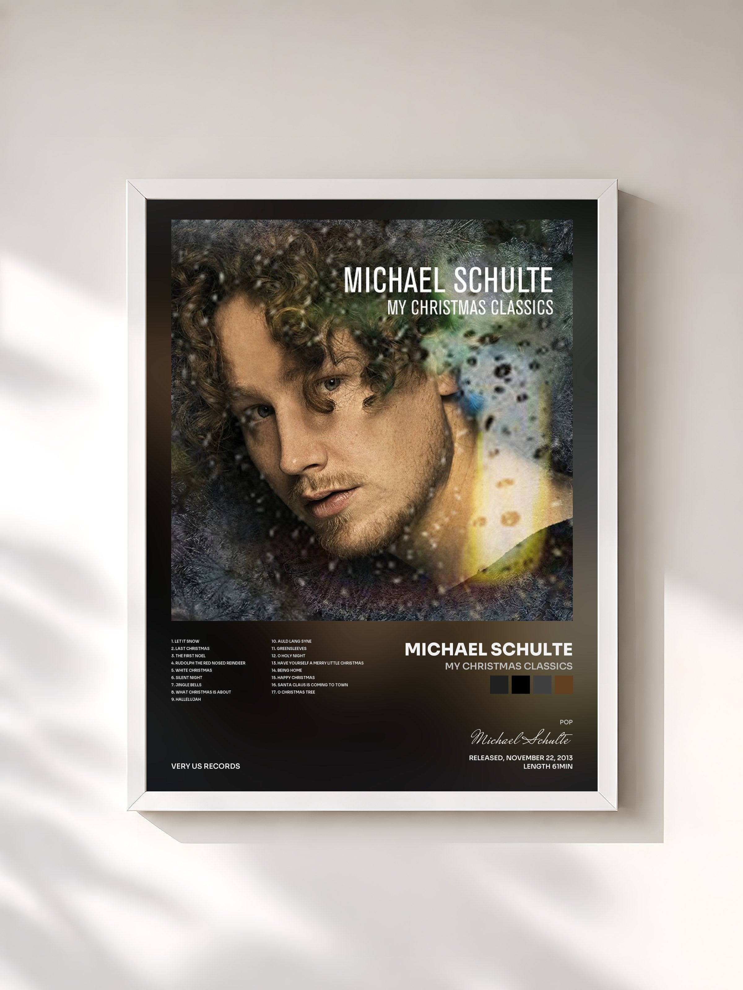 #blanc Tableau de l'album My Christmas Classics de Michael Schulte, cadre blanc, imprimé et encadré en France