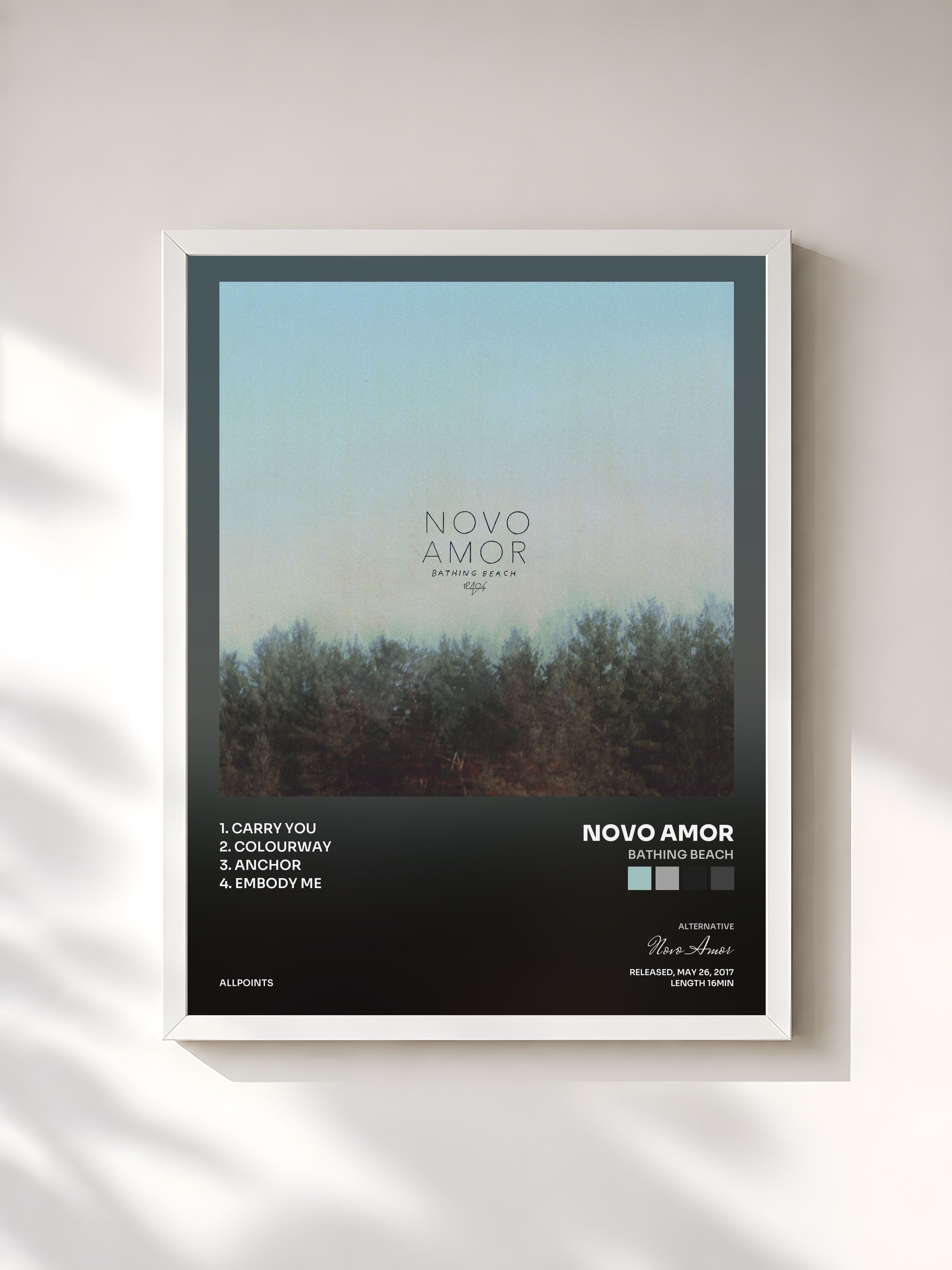 #blanc Tableau de l'album Bathing Beach de Novo Amor, cadre blanc, imprimé et encadré en France