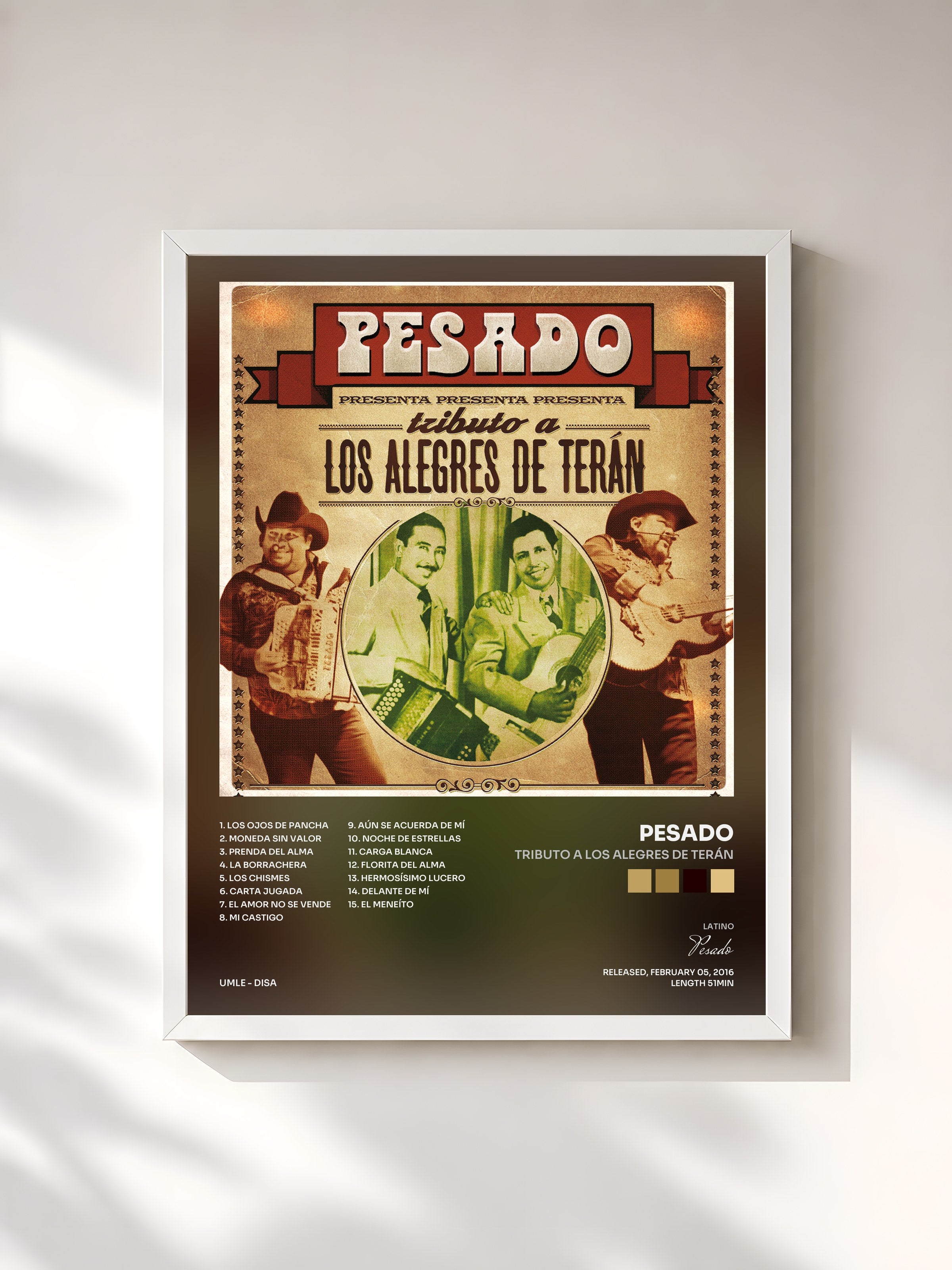 #blanc Tableau de l'album Tributo A Los Alegres De Terán de Pesado, cadre blanc, imprimé et encadré en France