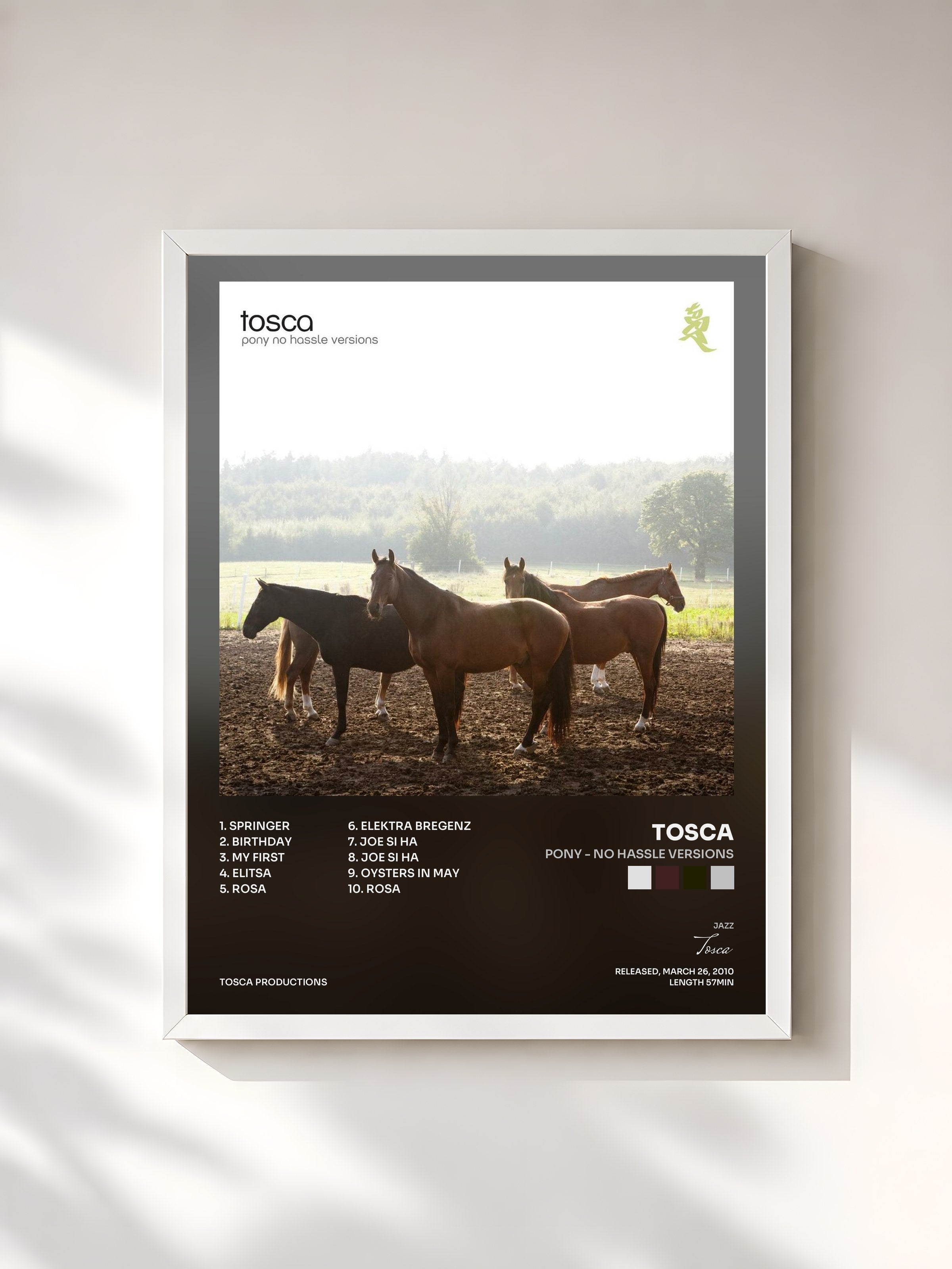 #blanc Tableau de l'album Pony - No Hassle Versions de Tosca, cadre blanc, imprimé et encadré en France