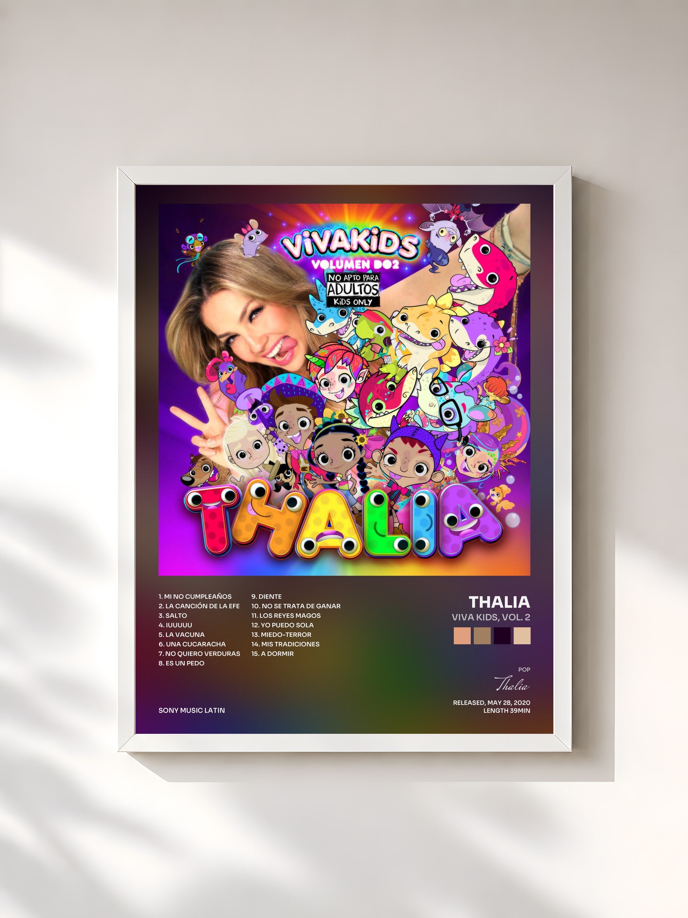 #blanc Tableau de l'album Viva Kids, Vol. 2 de Thalia, cadre blanc, imprimé et encadré en France