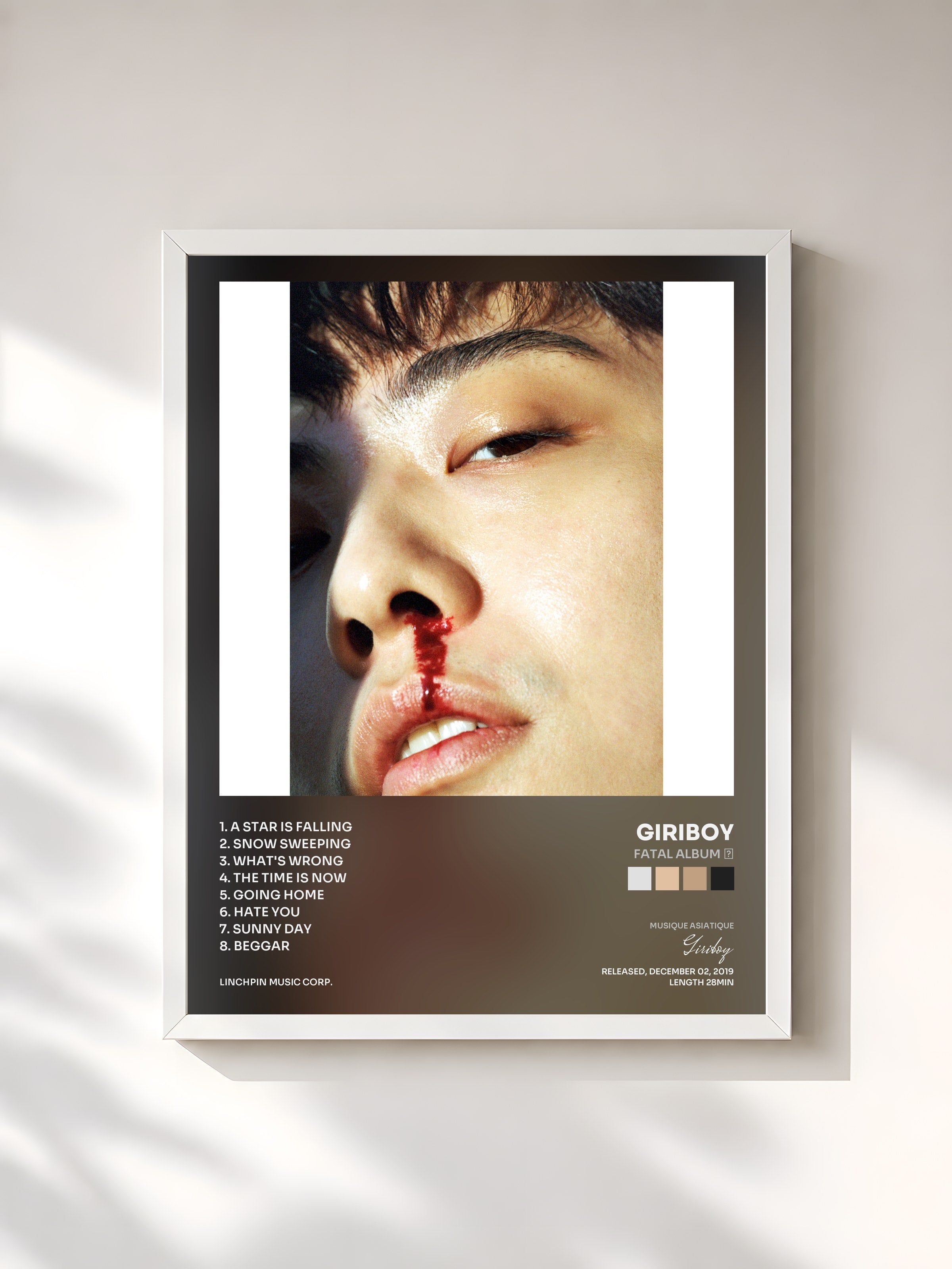 #blanc Tableau de l'album Fatal Album Ⅲ de Giriboy, cadre blanc, imprimé et encadré en France
