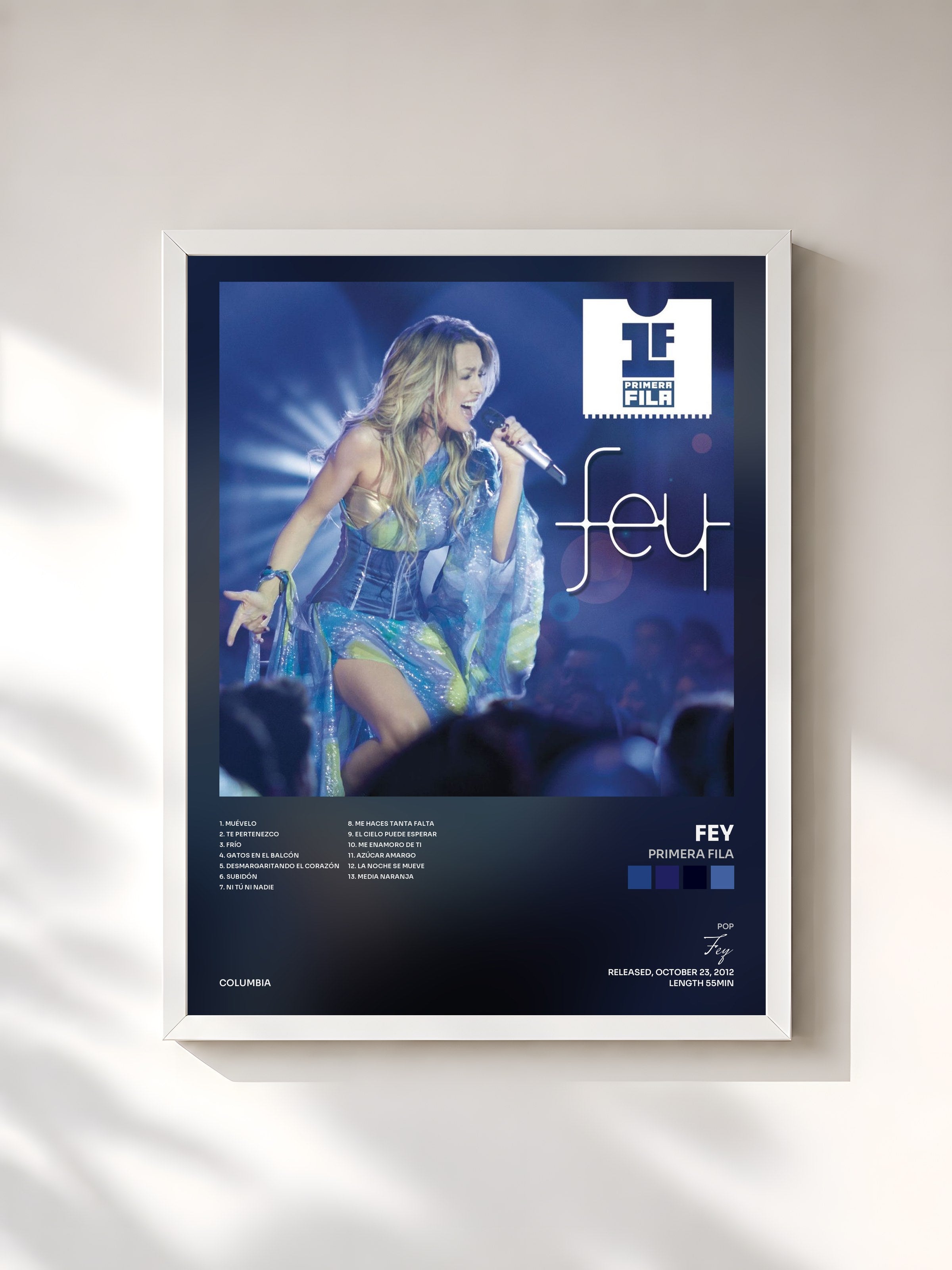 #blanc Tableau de l'album Primera Fila de Fey, cadre blanc, imprimé et encadré en France