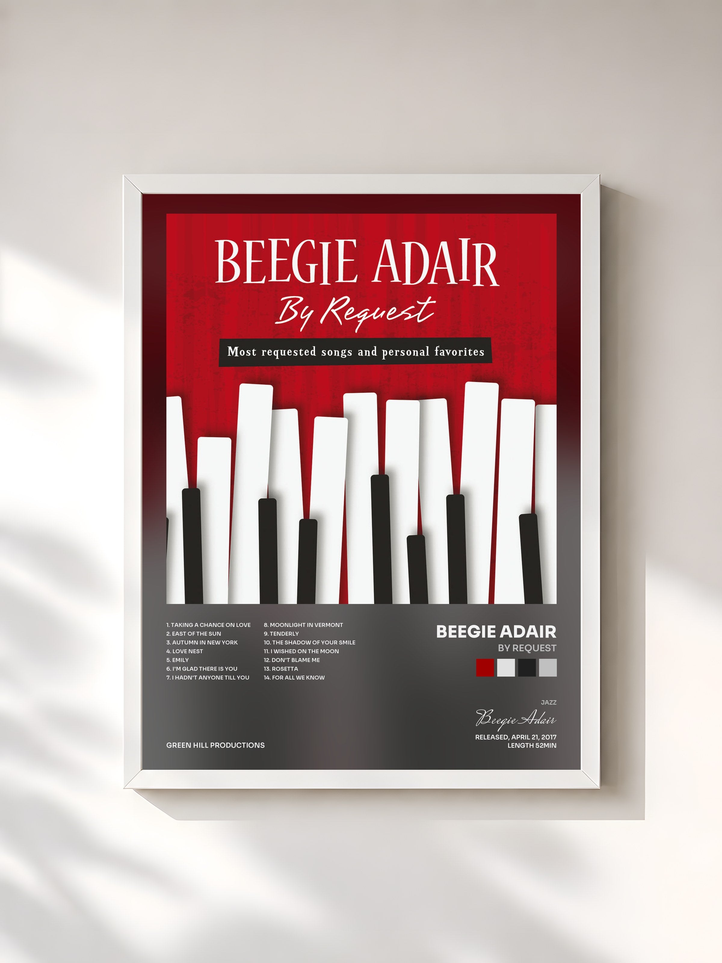 #blanc Tableau de l'album By Request de Beegie Adair, cadre blanc, imprimé et encadré en France