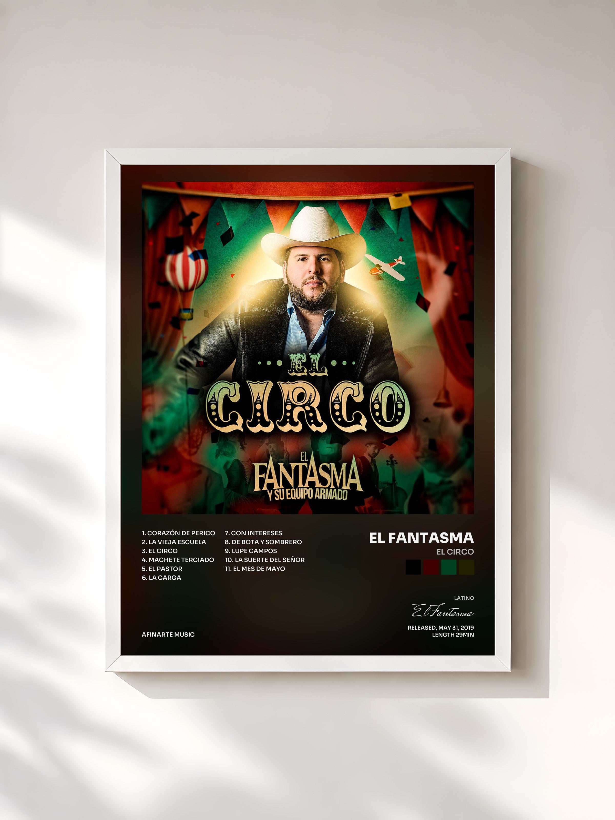 #blanc Tableau de l'album El Circo de El Fantasma, cadre blanc, imprimé et encadré en France