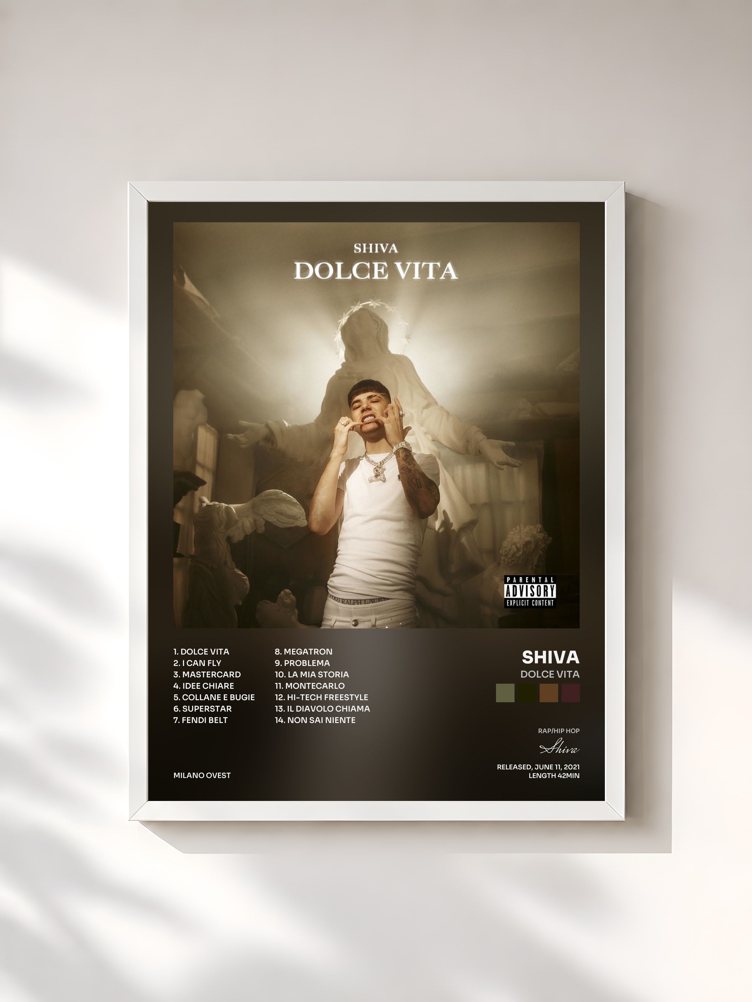 #blanc Tableau de l'album Dolce vita de Shiva, cadre blanc, imprimé et encadré en France