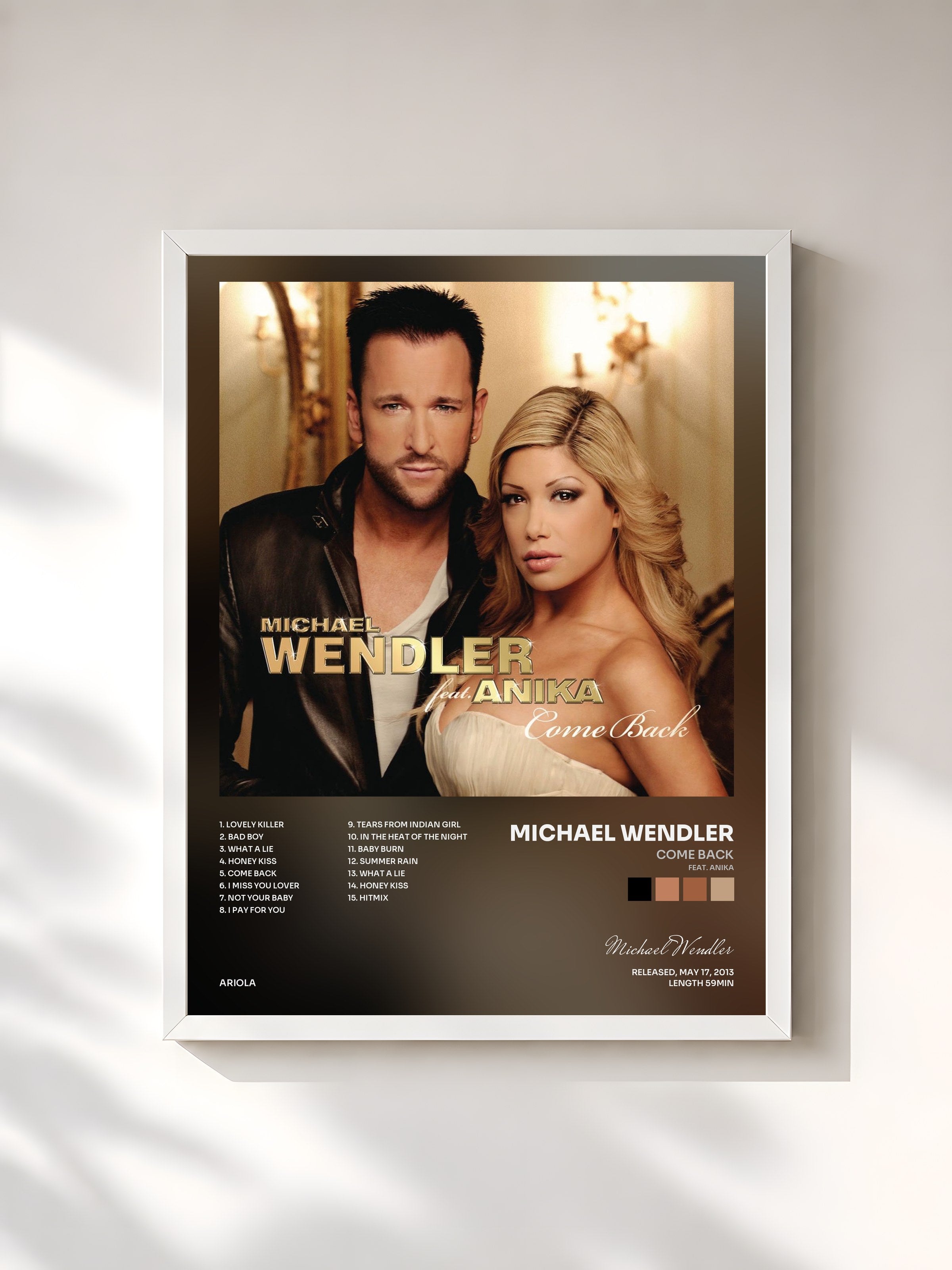 #blanc Tableau de l'album Come Back (feat. Anika) de Michael Wendler, cadre blanc, imprimé et encadré en France
