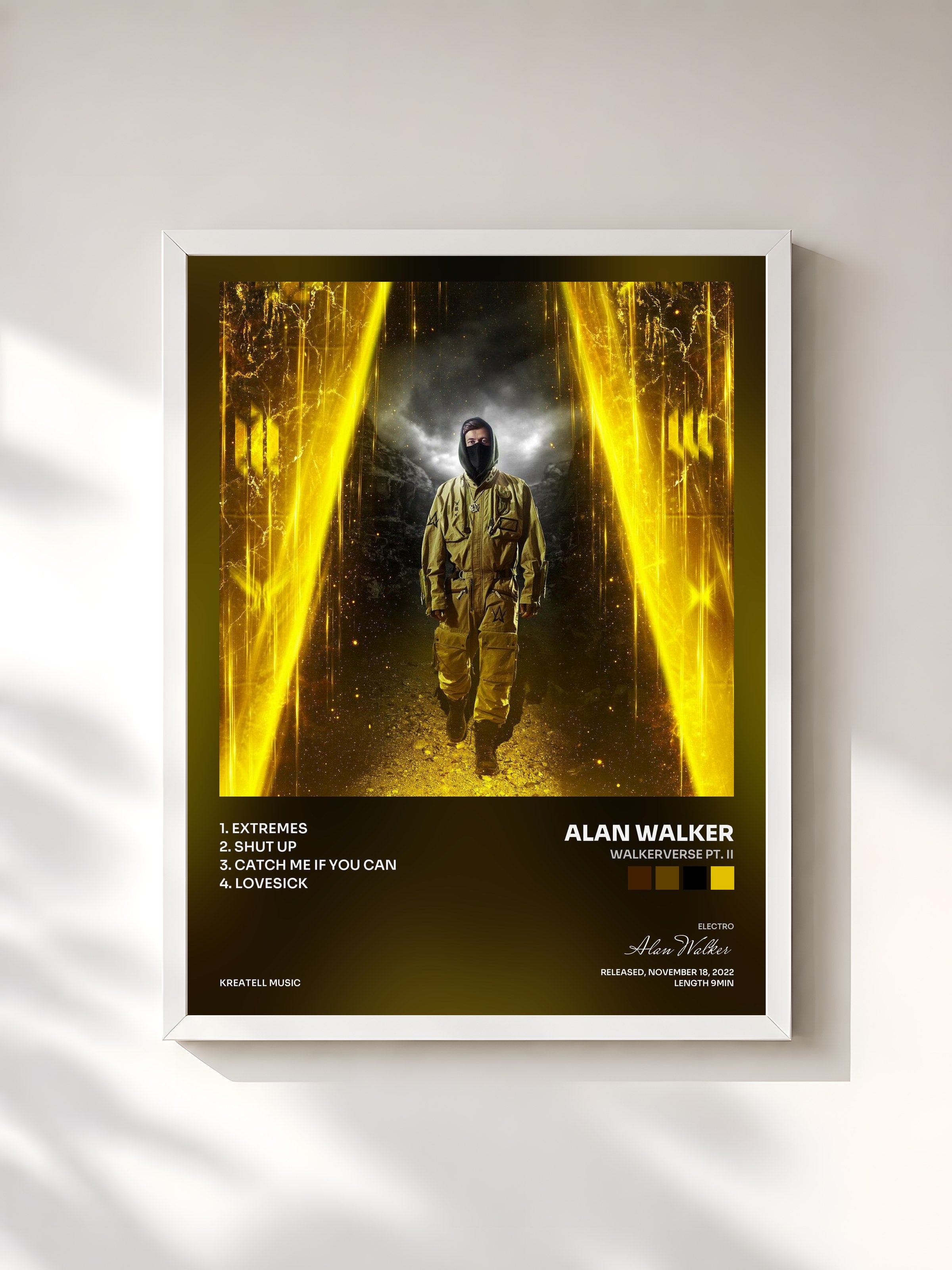 #blanc Tableau de l'album Walkerverse Pt. II de Alan Walker, cadre blanc, imprimé et encadré en France