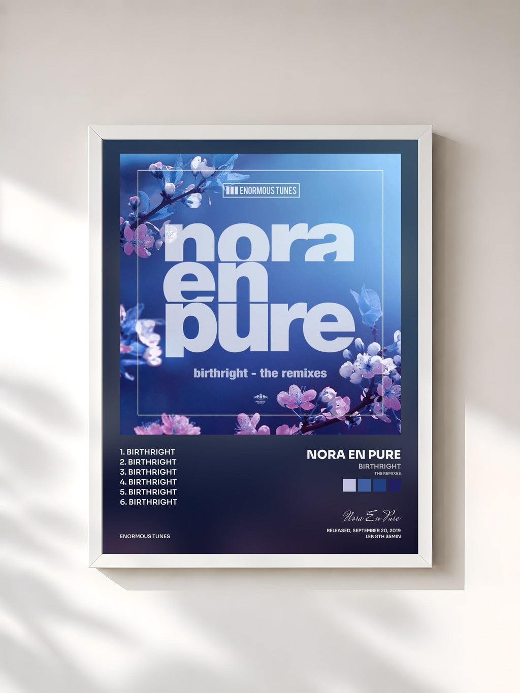 #blanc Tableau de l'album Birthright (The Remixes) de Nora En Pure, cadre blanc, imprimé et encadré en France