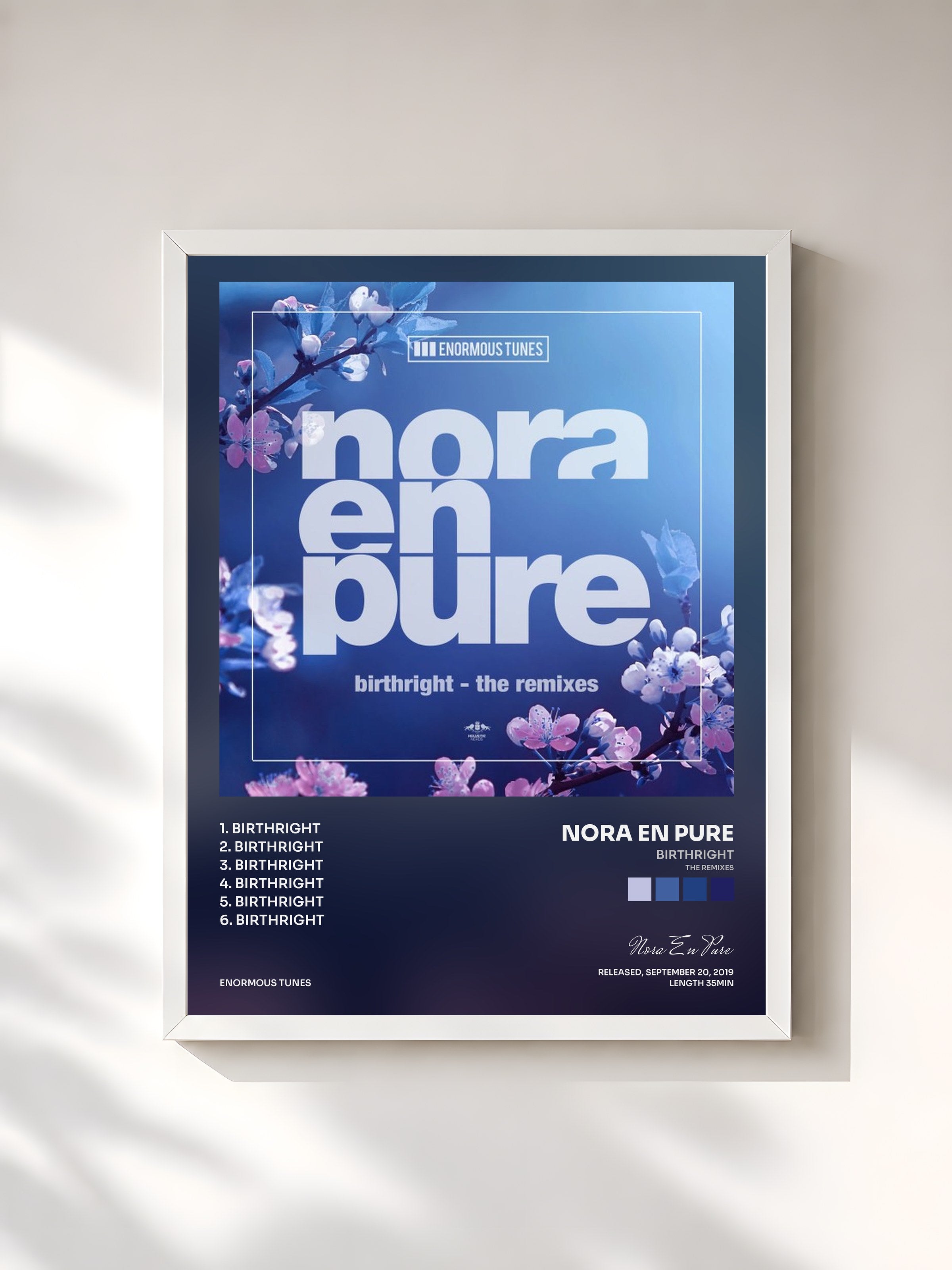 #blanc Tableau de l'album Birthright (The Remixes) de Nora En Pure, cadre blanc, imprimé et encadré en France