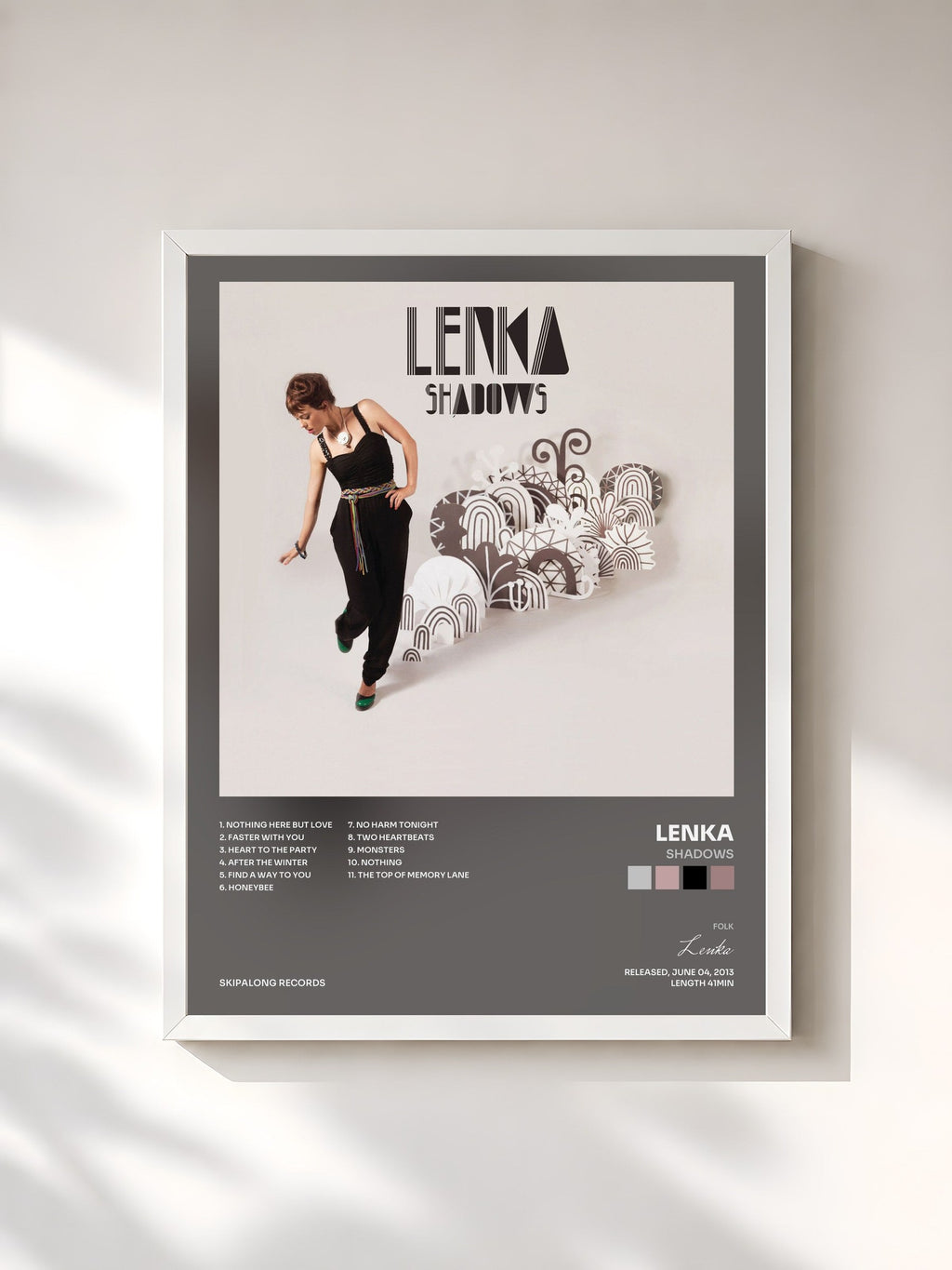 #blanc Tableau de l'album Shadows de Lenka, cadre blanc, imprimé et encadré en France