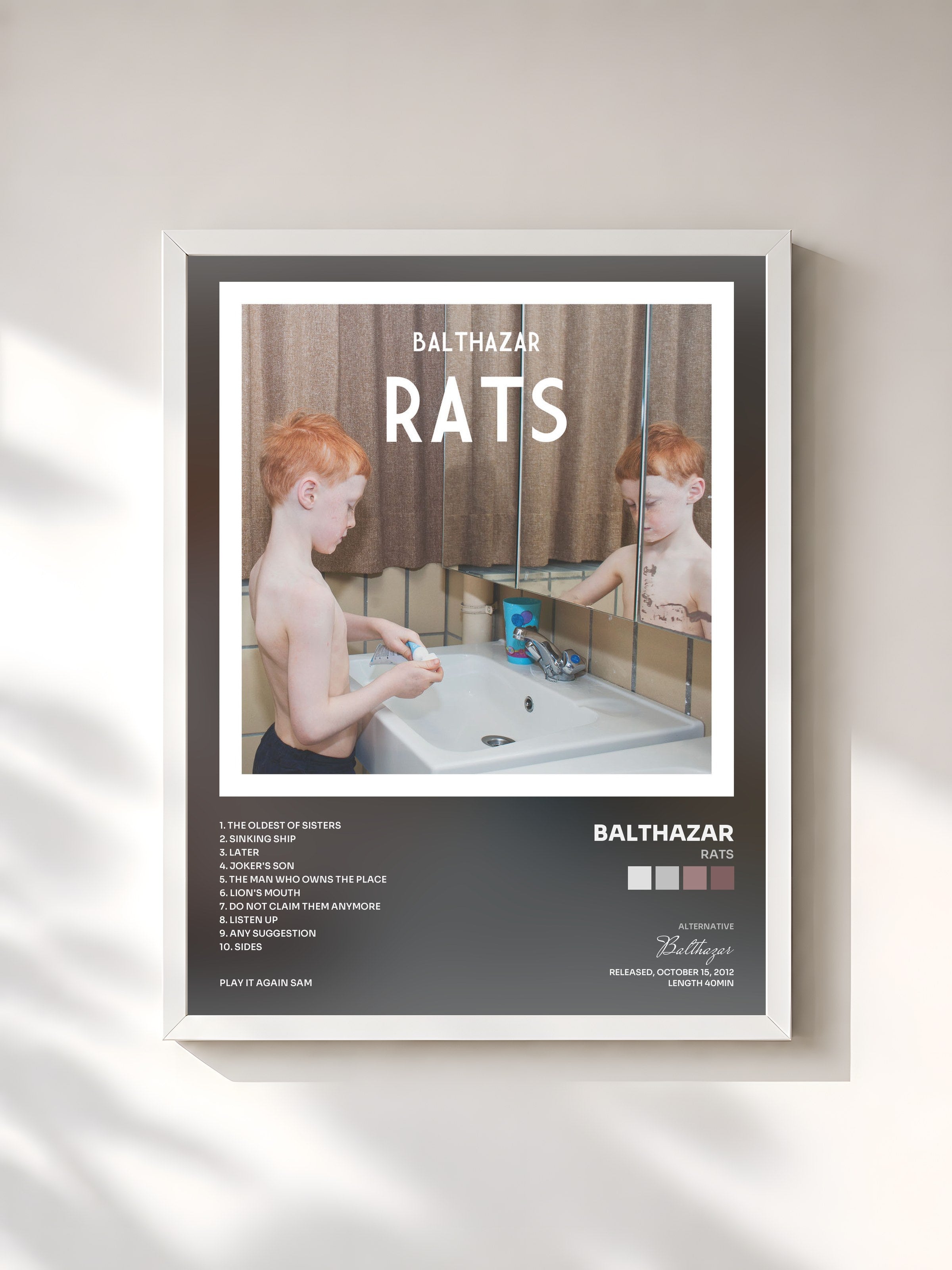 #blanc Tableau de l'album Rats de Balthazar, cadre blanc, imprimé et encadré en France