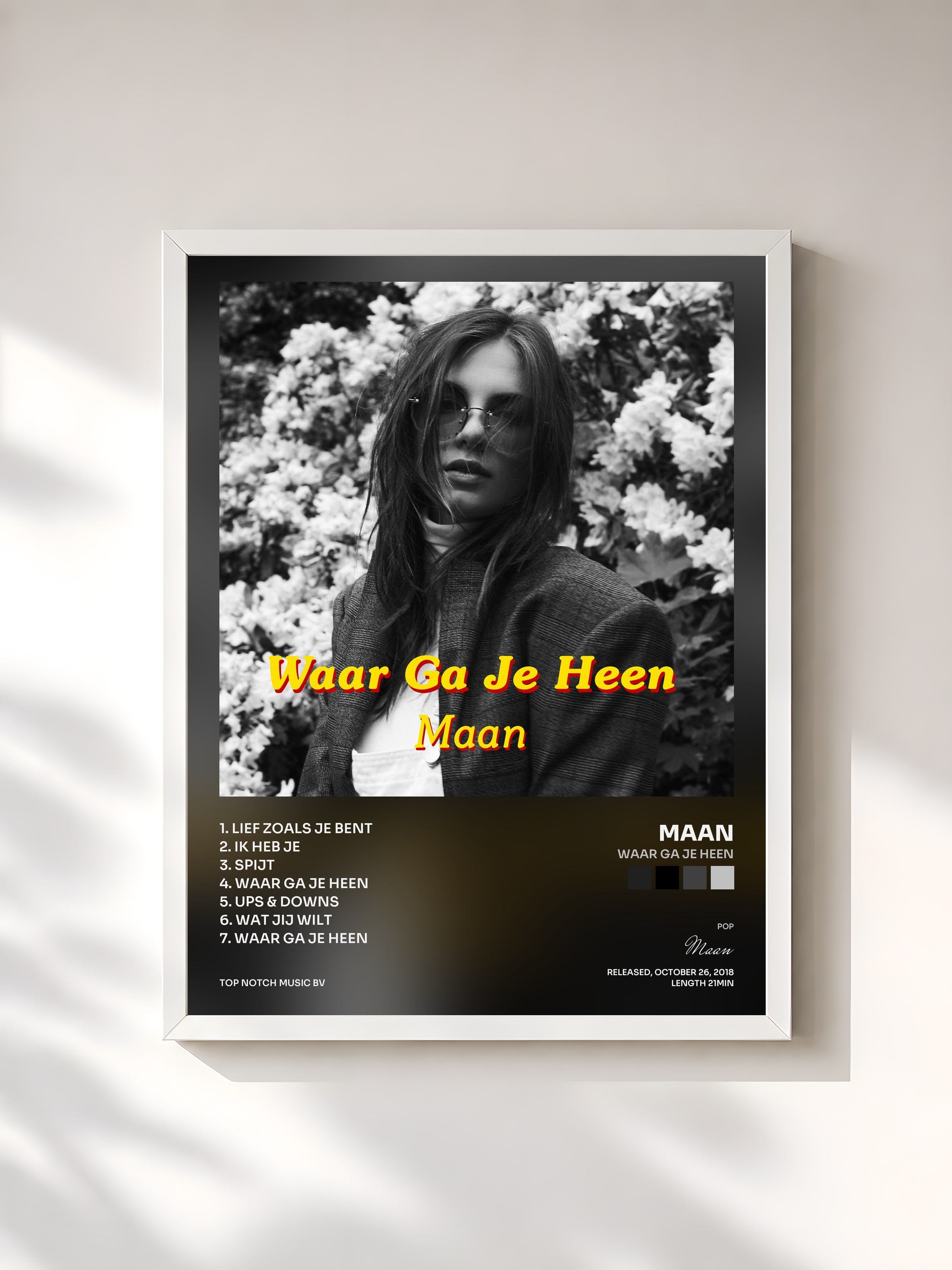 #blanc Tableau de l'album Waar Ga Je Heen de Maan, cadre blanc, imprimé et encadré en France