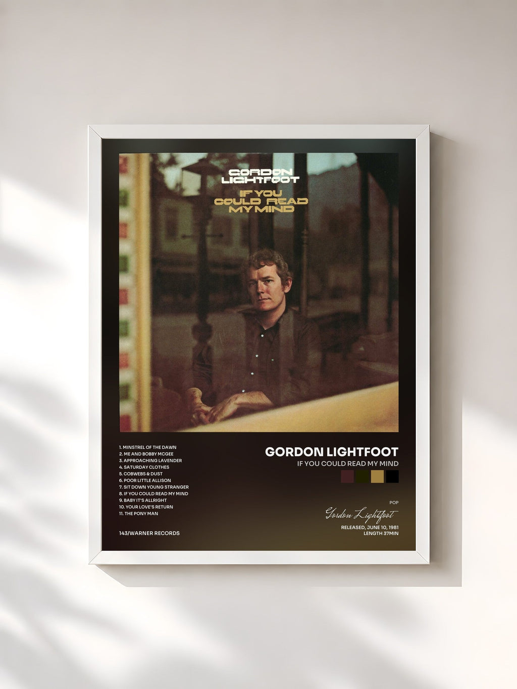 #blanc If You Could Read My Mind di Gordon Lightfoot in stampa incorniciata, cornice bianca, stampata e incorniciata in Francia