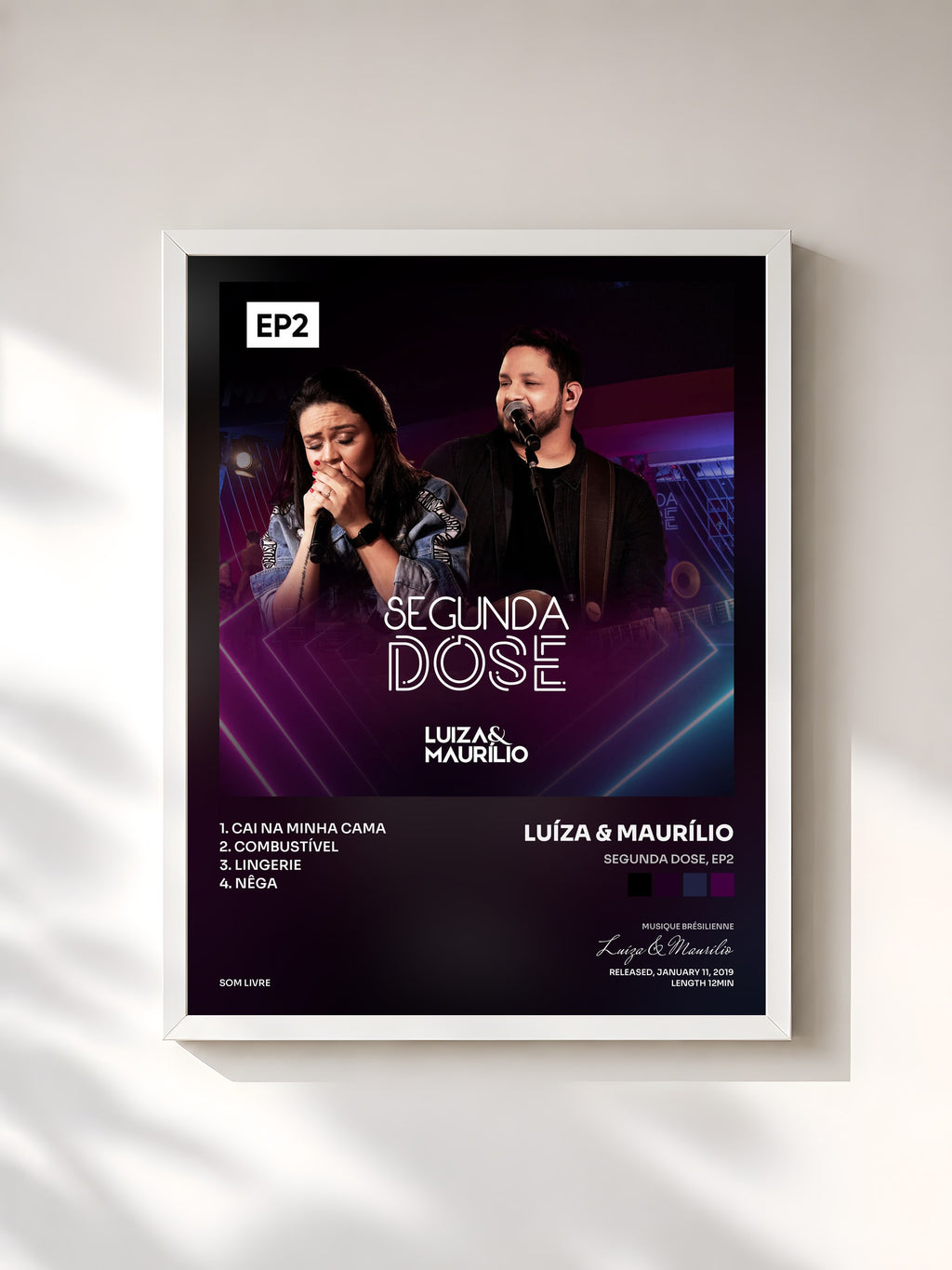 #blanc Tableau de l'album Segunda Dose, Ep2 de Luíza & Maurílio, cadre blanc, imprimé et encadré en France