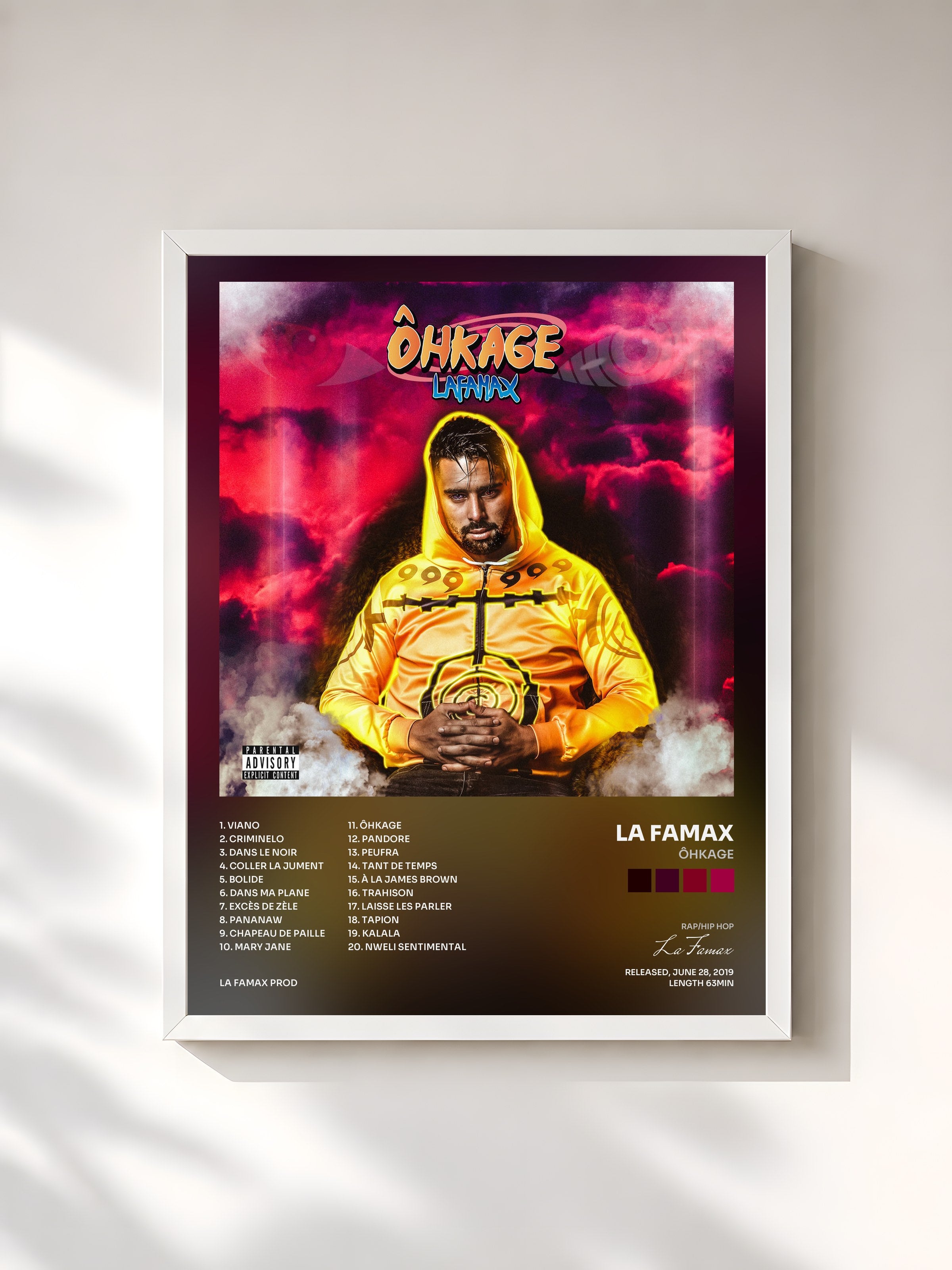 #blanc Tableau de l'album Ôhkage de La Famax, cadre blanc, imprimé et encadré en France