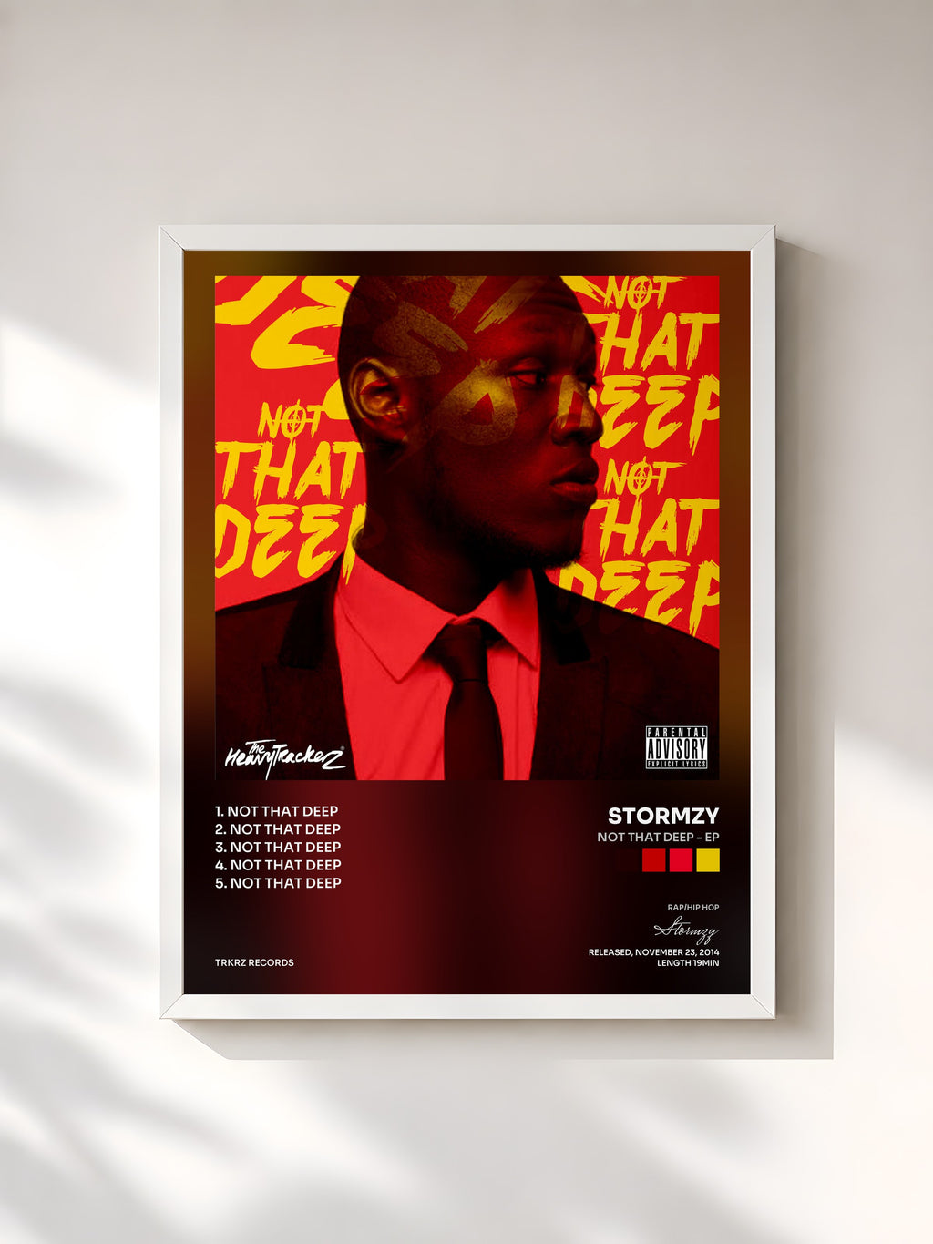 #blanc Tableau de l'album Not That Deep - EP de Stormzy, cadre blanc, imprimé et encadré en France