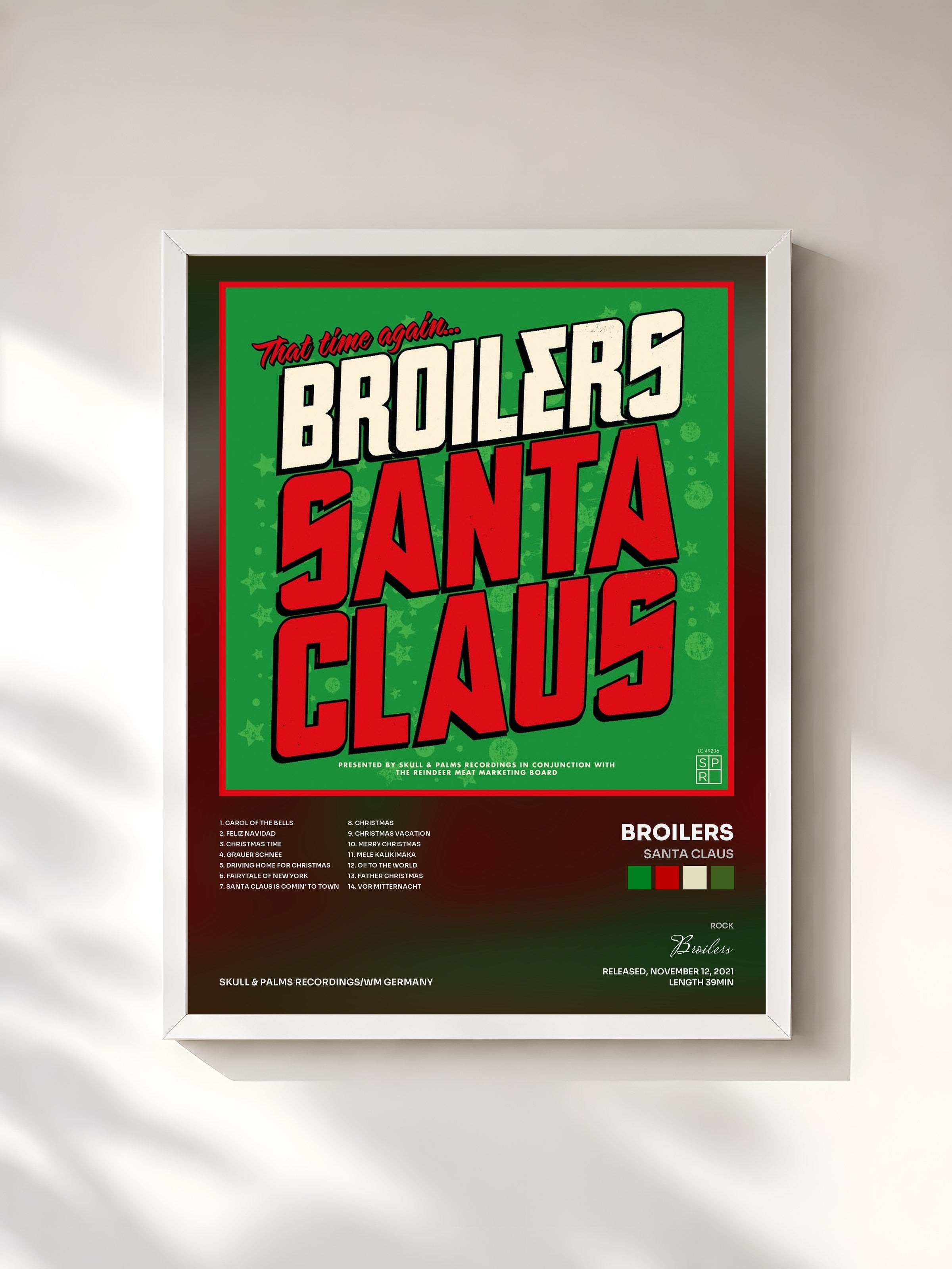 #blanc Tableau de l'album Santa Claus de Broilers, cadre blanc, imprimé et encadré en France