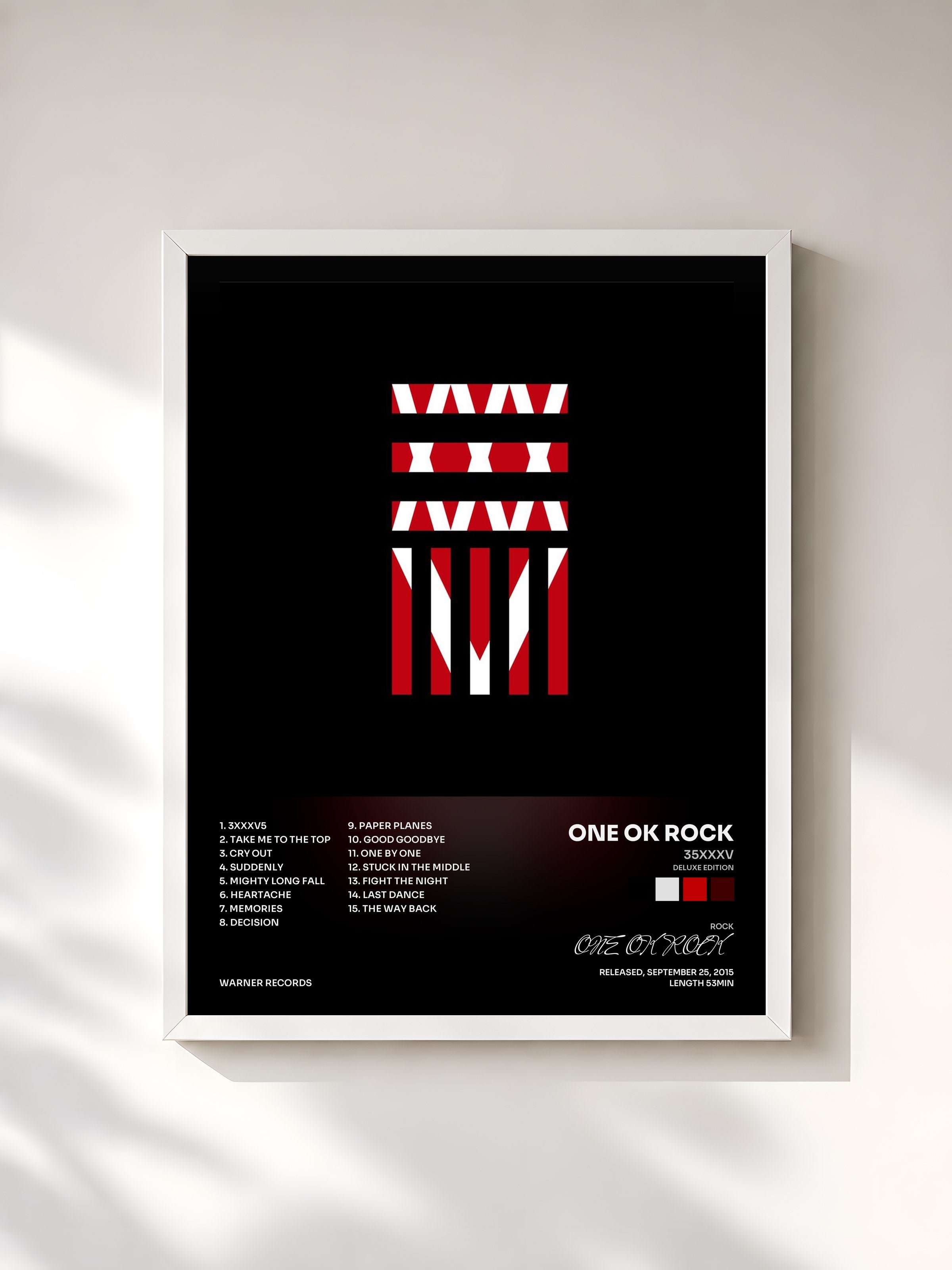 #blanc Tableau de l'album 35xxxv (Deluxe Edition) de ONE OK ROCK, cadre blanc, imprimé et encadré en France