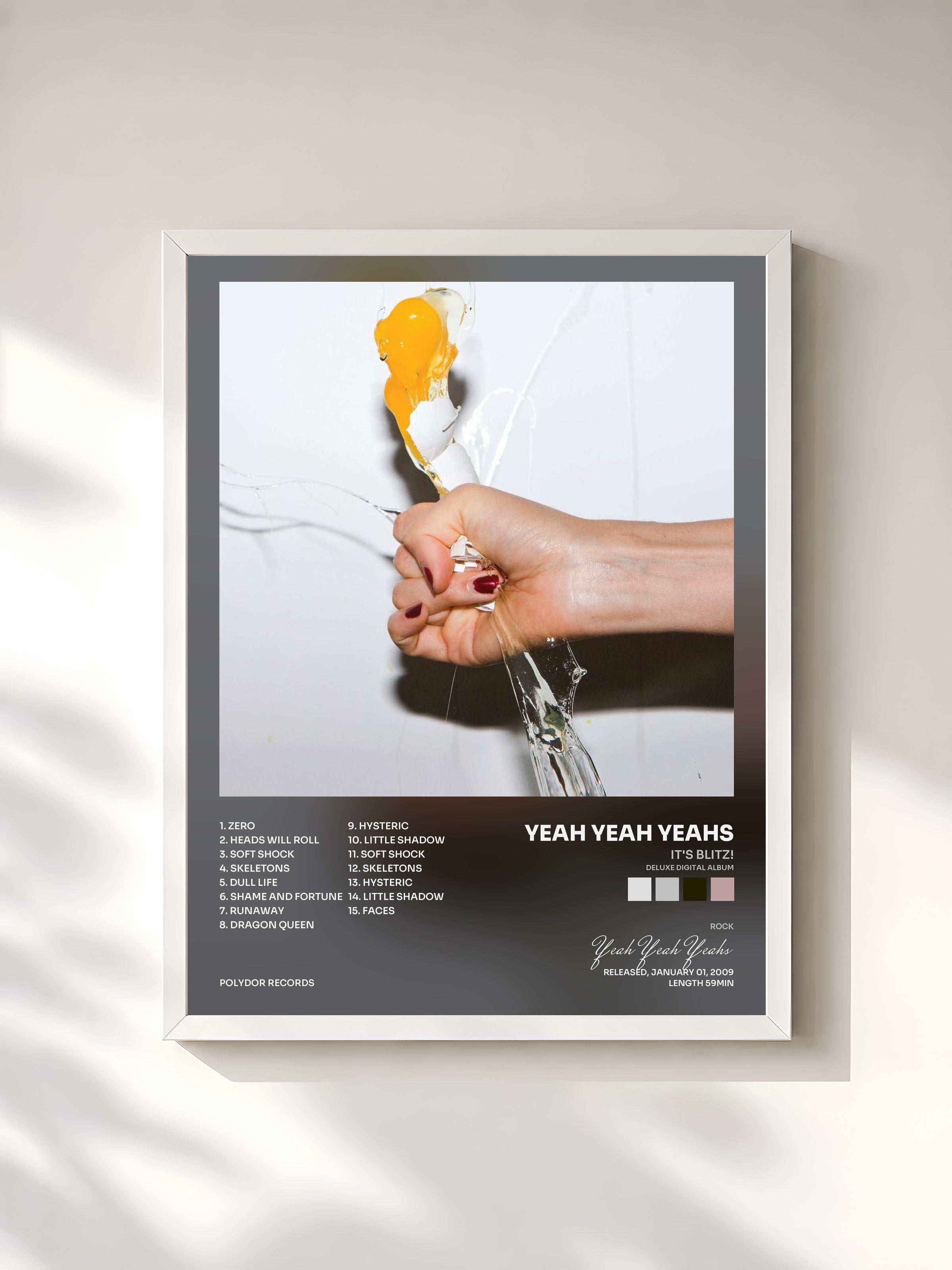 #blanc Tableau de l'album It's Blitz! (Deluxe digital album) de Yeah Yeah Yeahs, cadre blanc, imprimé et encadré en France
