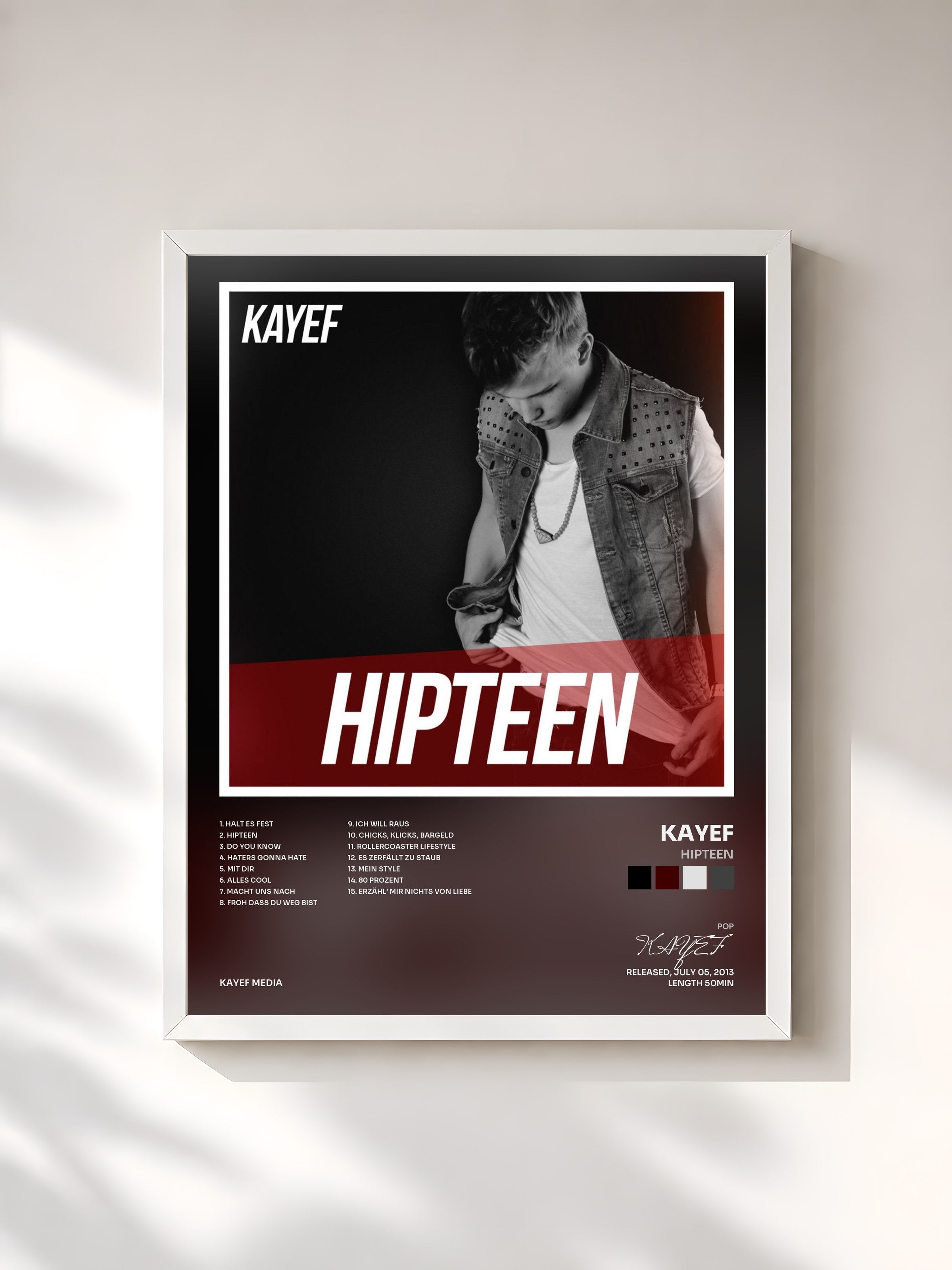 #blanc Tableau de l'album Hipteen de KAYEF, cadre blanc, imprimé et encadré en France