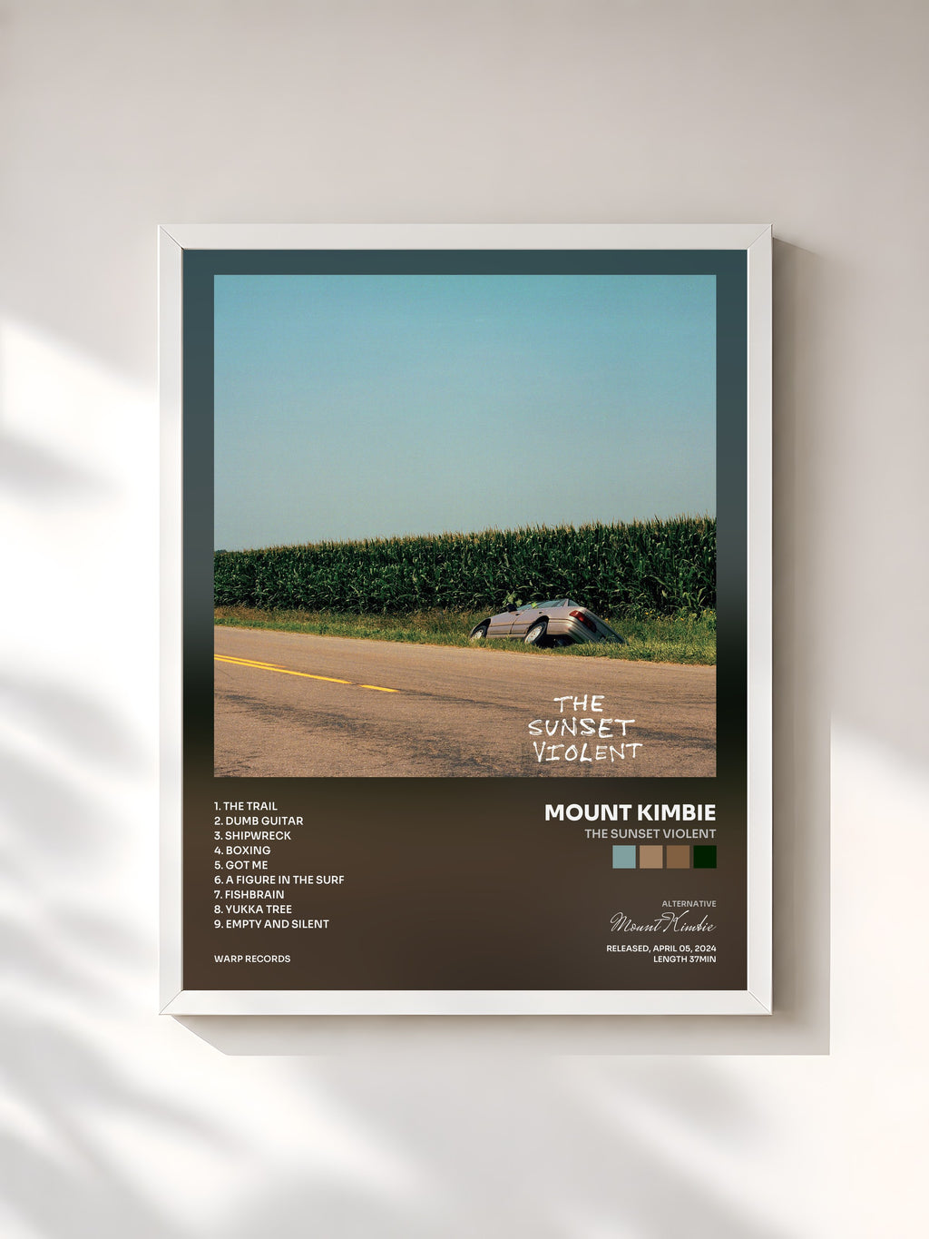 #blanc The Sunset Violent by Mount Kimbie as a framed art print, white frame, printed and framed in France