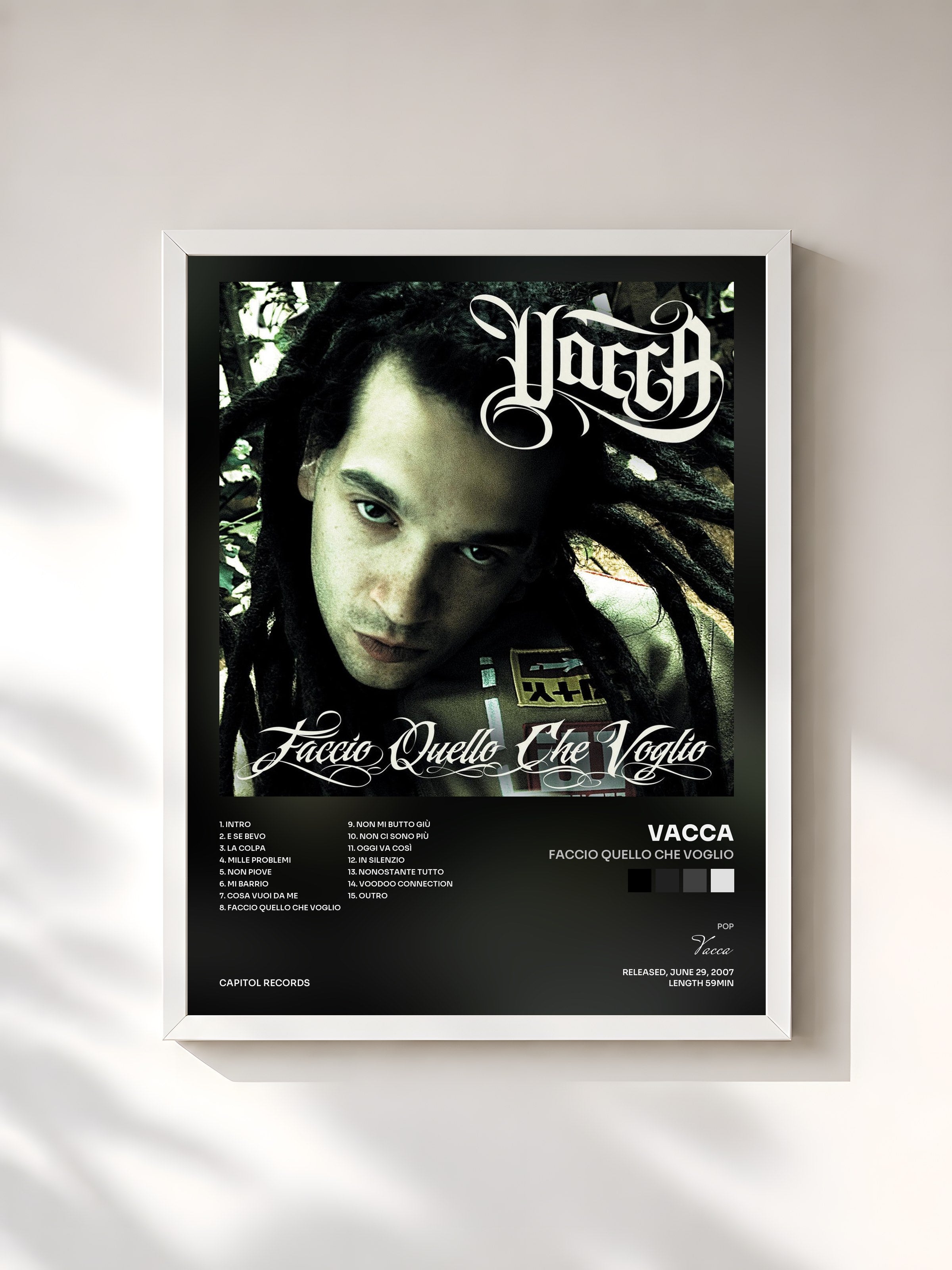 #blanc Tableau de l'album Faccio Quello Che Voglio de Vacca, cadre blanc, imprimé et encadré en France
