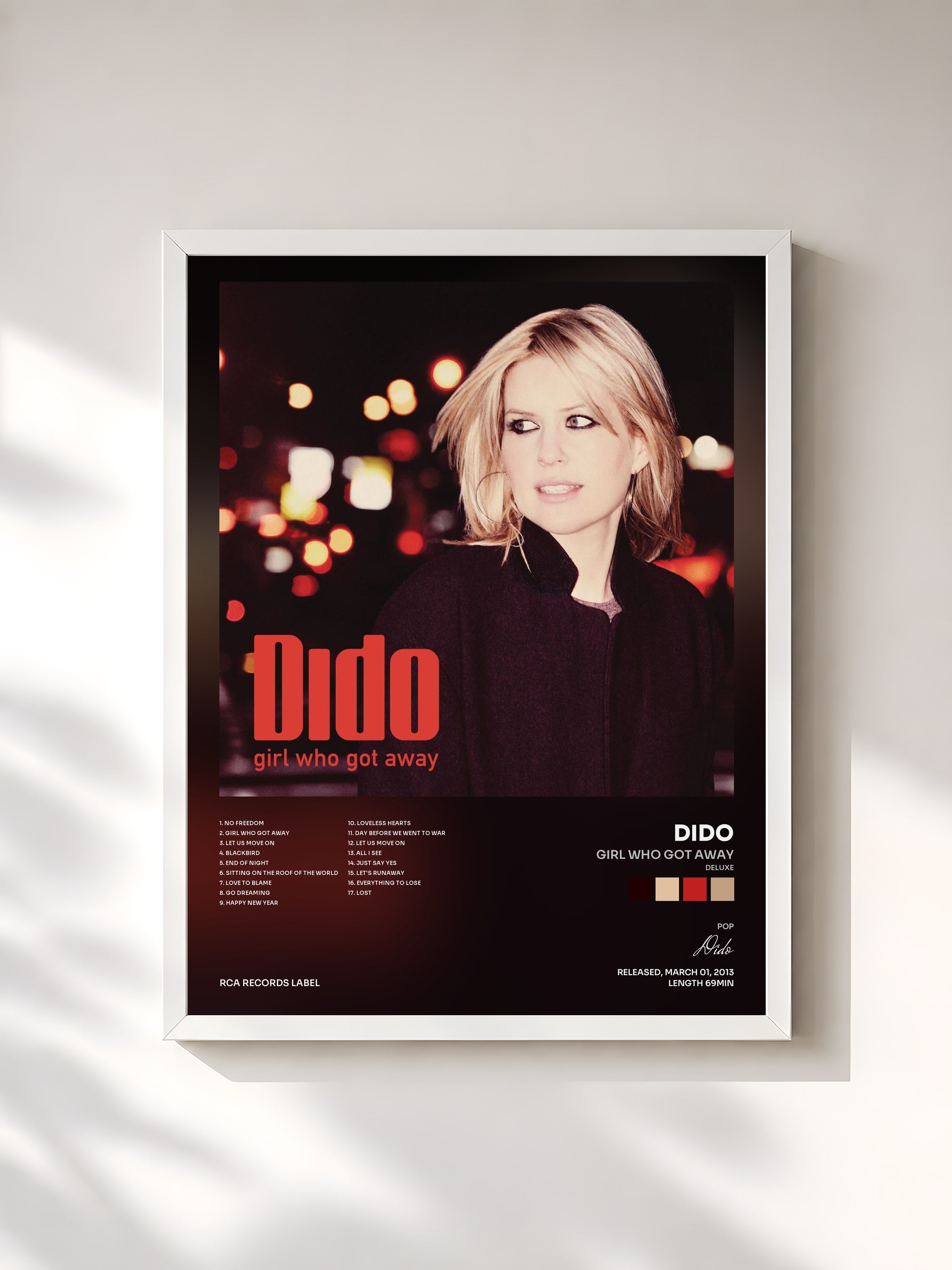 #blanc Tableau de l'album Girl Who Got Away (Deluxe) de Dido, cadre blanc, imprimé et encadré en France