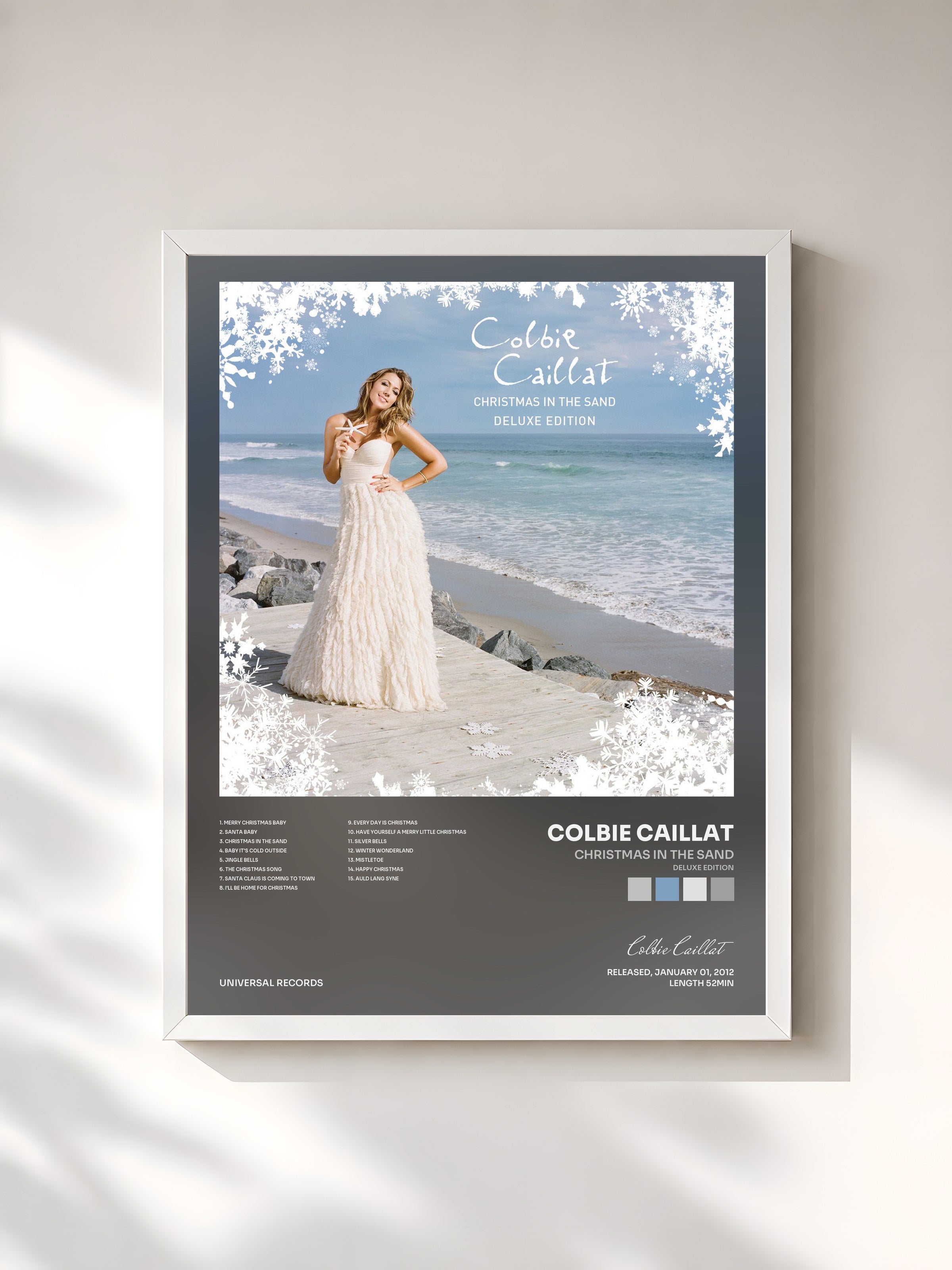 #blanc Tableau de l'album Christmas In The Sand (Deluxe Edition) de Colbie Caillat, cadre blanc, imprimé et encadré en France
