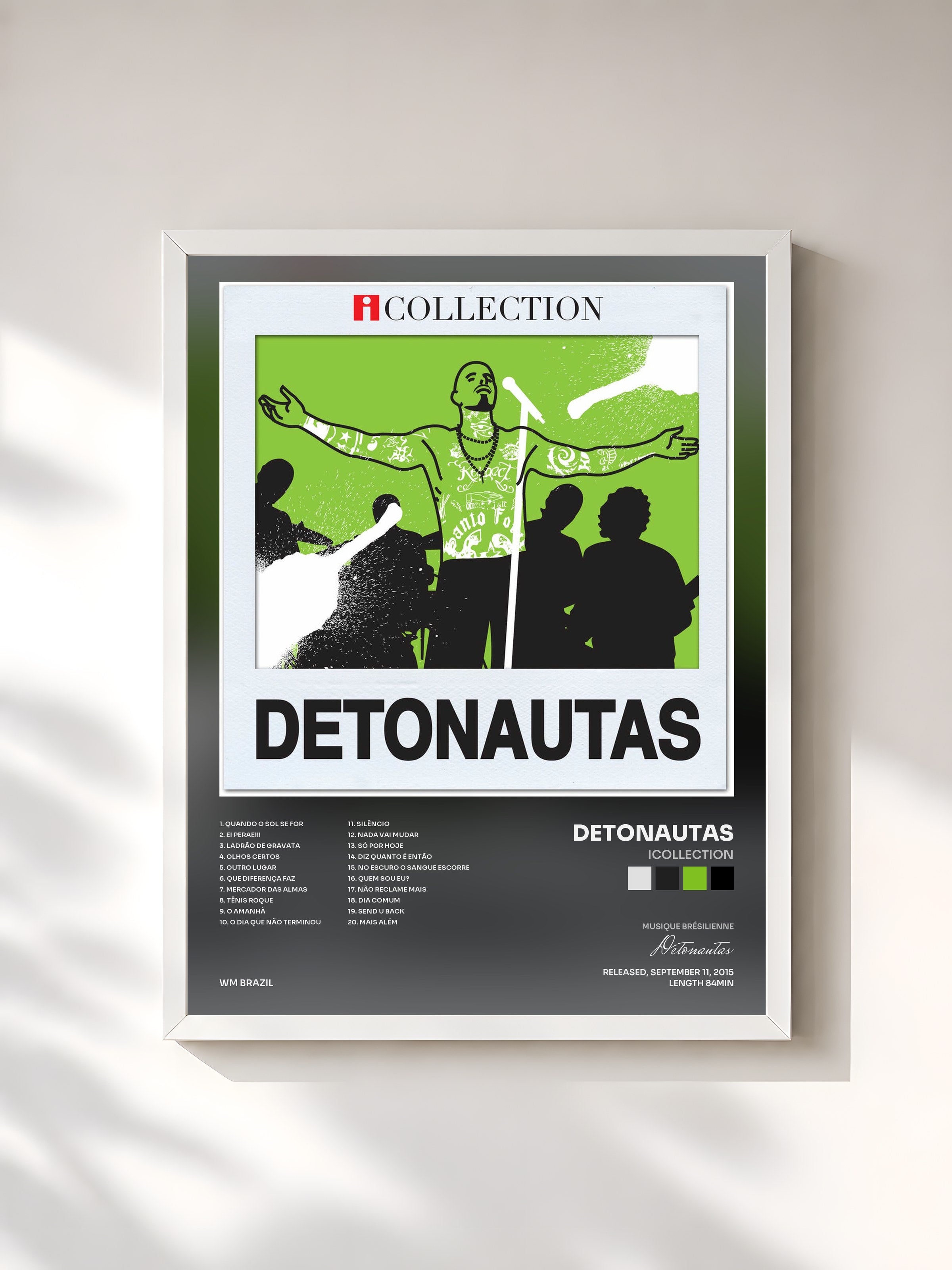 #blanc Tableau de l'album iCollection de Detonautas, cadre blanc, imprimé et encadré en France