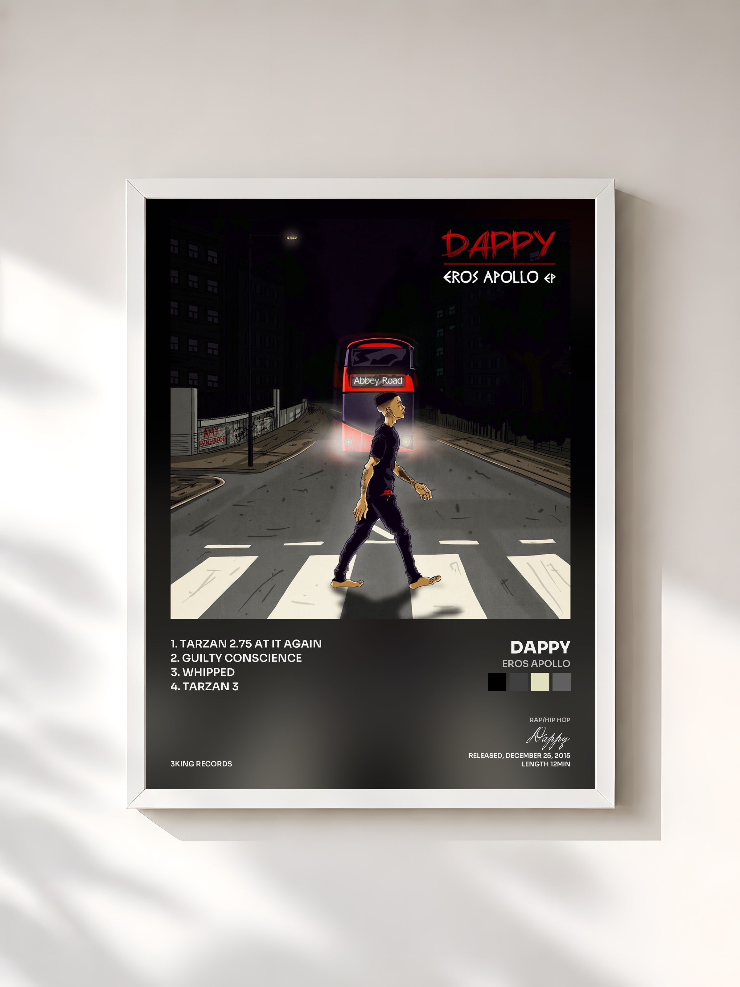 #blanc Tableau de l'album Eros Apollo de Dappy, cadre blanc, imprimé et encadré en France