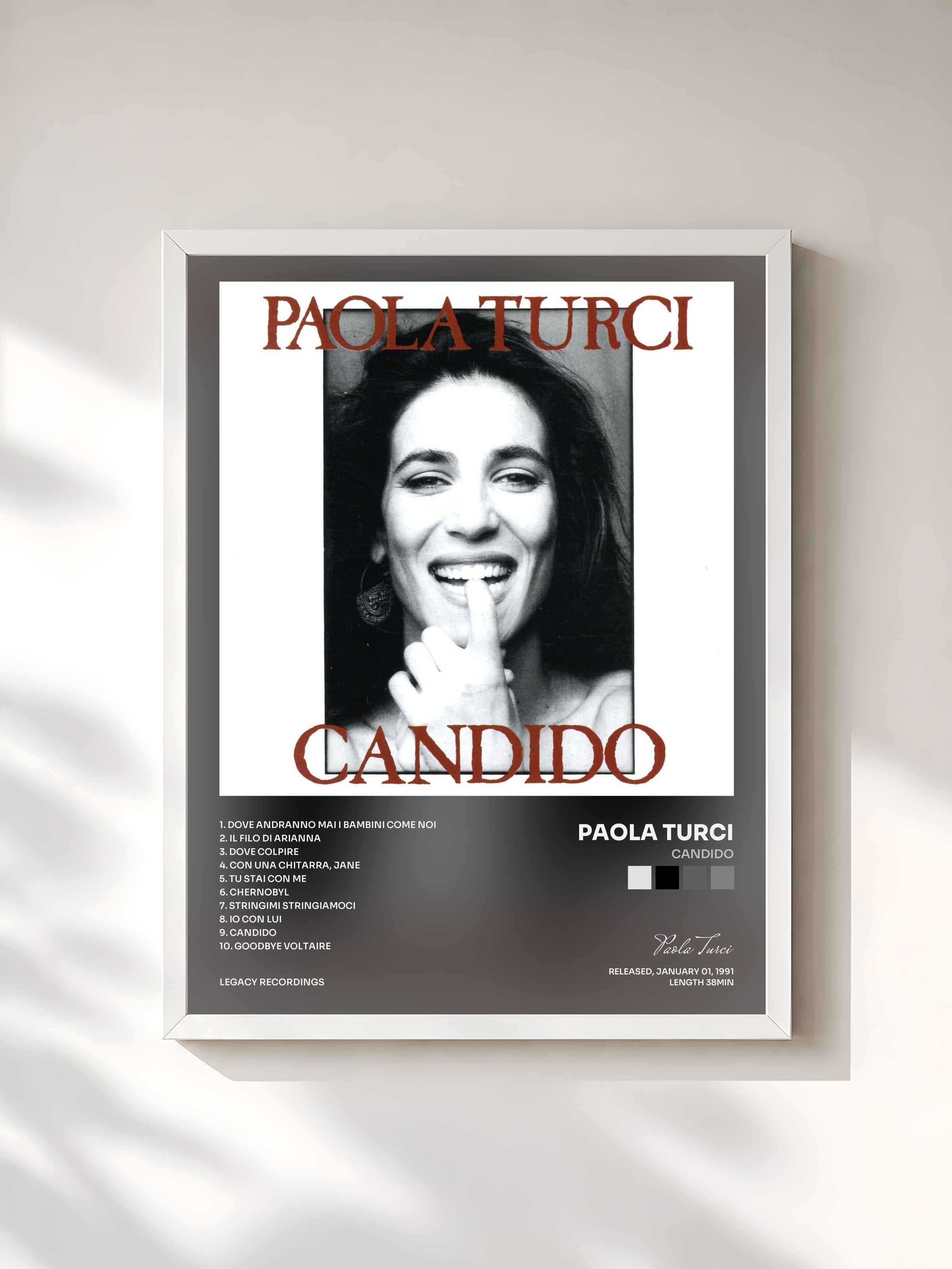 #blanc Tableau de l'album Candido de Paola Turci, cadre blanc, imprimé et encadré en France