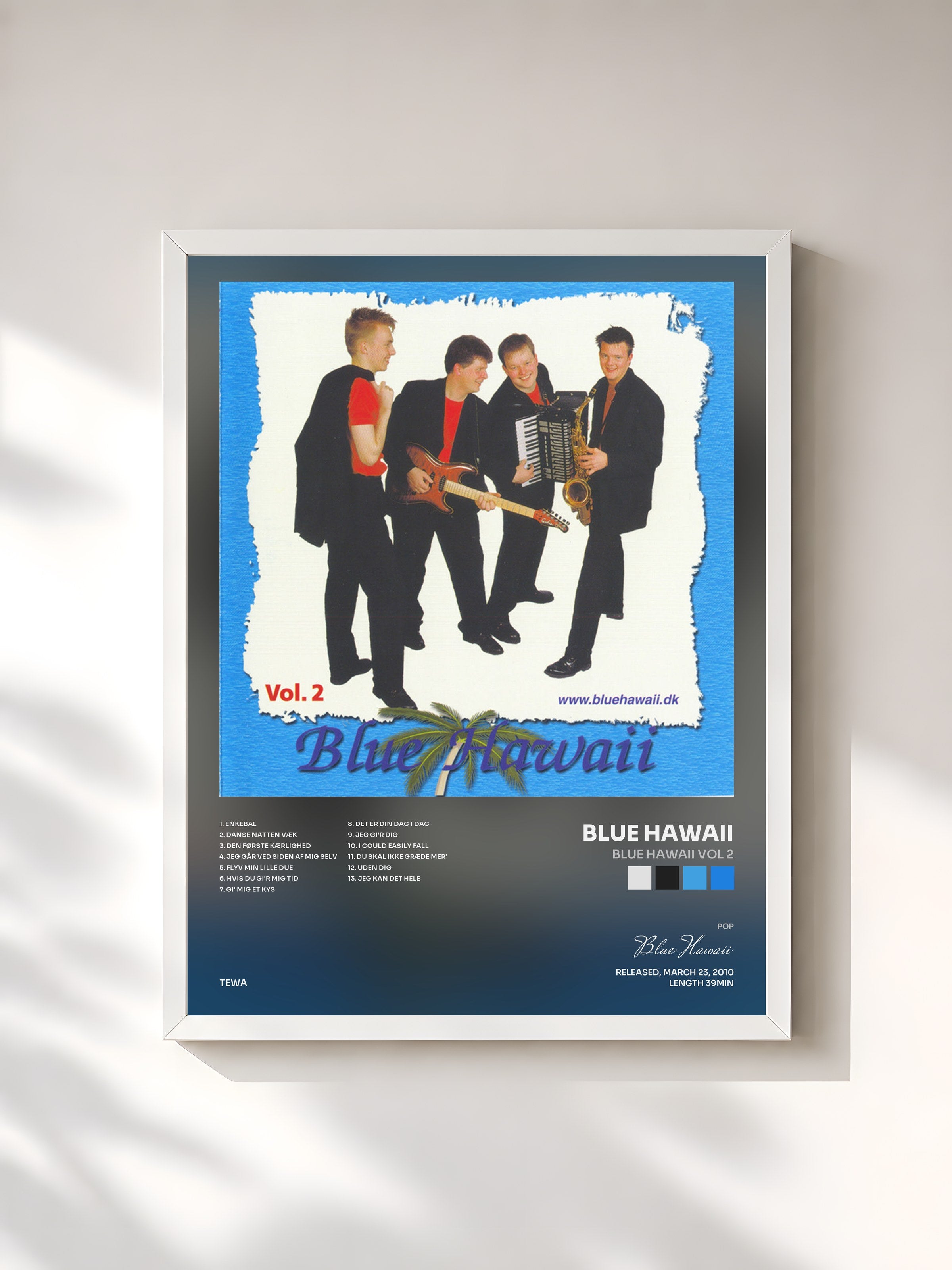 #blanc Tableau de l'album Blue Hawaii Vol 2 de Blue Hawaii, cadre blanc, imprimé et encadré en France